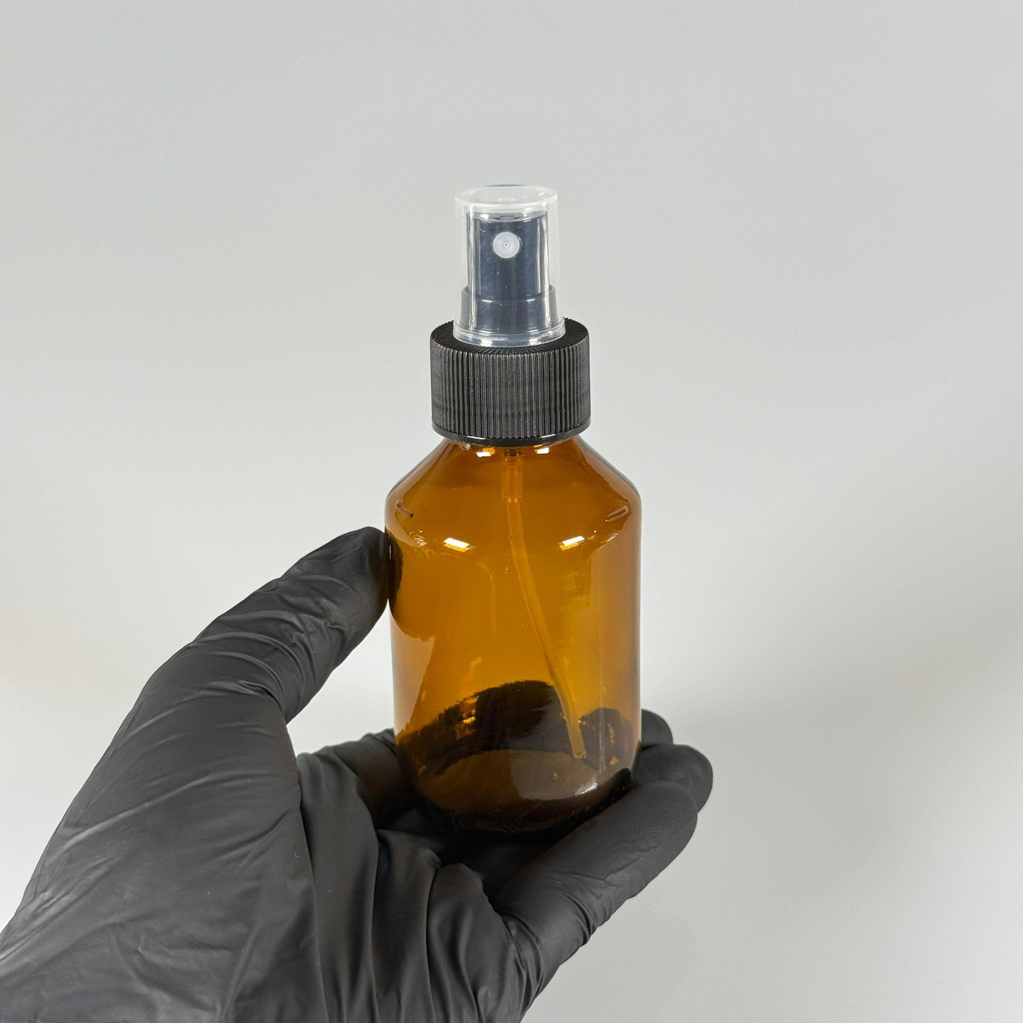 100 CC TOMBUL AMBER SİYAH SPREY BAŞLIKLI CAM ŞİŞE - 100 ML KAHVERENGİ FISFIS KAPAKLI ŞİŞE