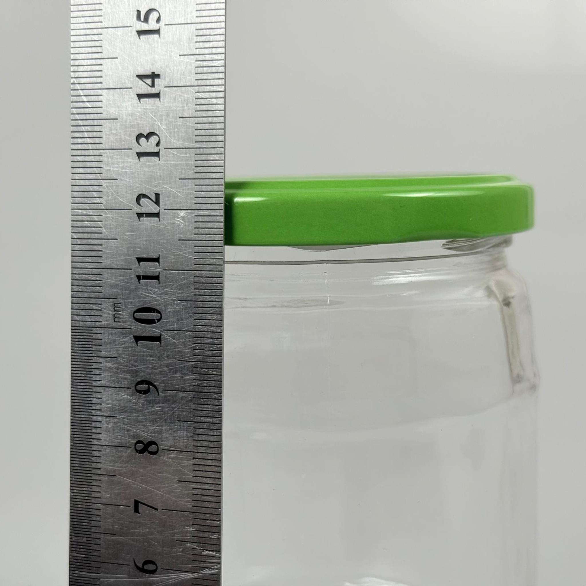 580 CC FIÇI KAVANOZ - AÇIK YEŞİL METAL KAPAKLI - 580 ML FIÇI MODEL CAM KAVANOZ