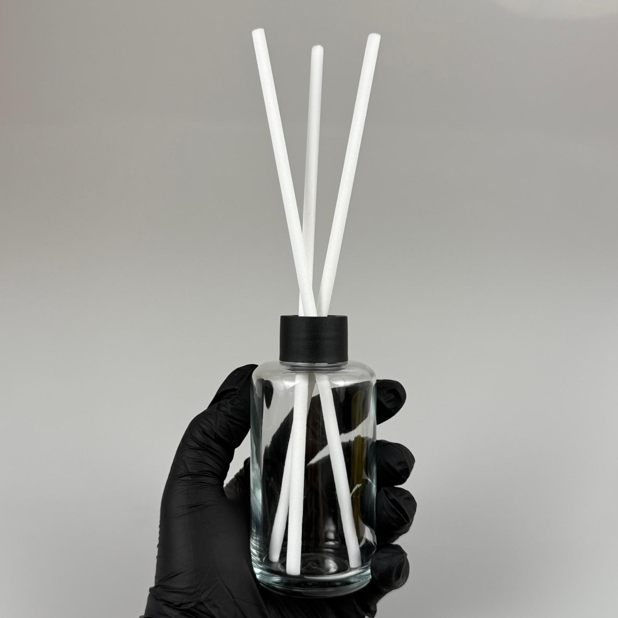 110 CC YUVARLAK UZUN SİLİNDİR MODEL CAM BAMBU ODA KOKUSU ŞİŞESİ - 110 ML ÇUBUKLU KÖŞELİ BAMBU ODA KOKUSU ŞİŞESİ - DİFÜZÖR ŞİŞE- CAM ŞİŞE + SİYAH KAPAK + TIPA + 3 ADET FİBER BEYAZ BAMBU ÇUBUK