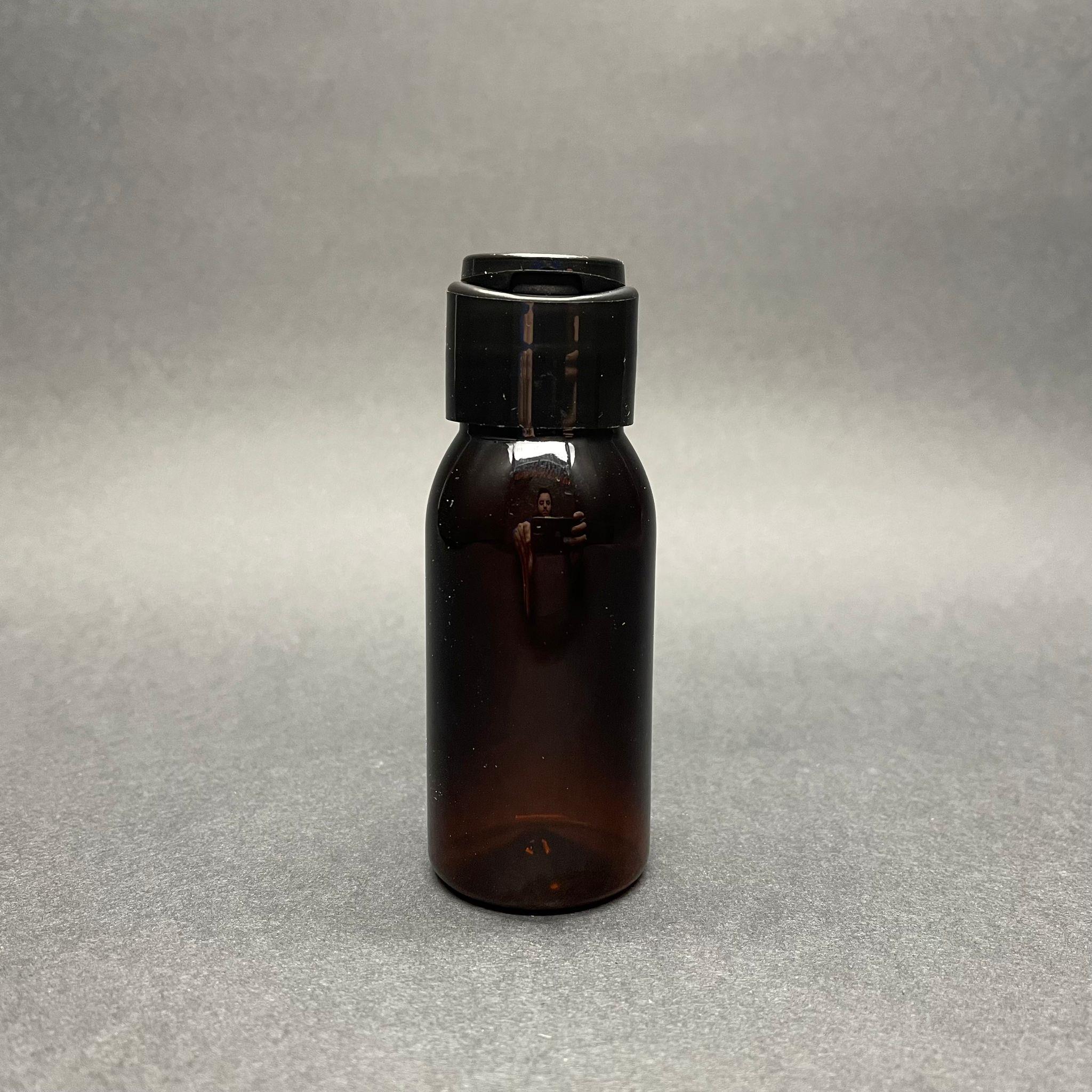 50 CC AMBER SERT MODEL PET ŞİŞE - SİYAH FLİPTOP AÇILIR KAPANIR KAPAKLI - 50 ML KAHVERENGİ AKITICILI PLASTİK ŞİŞE - KAPAK ÜST KALİTE