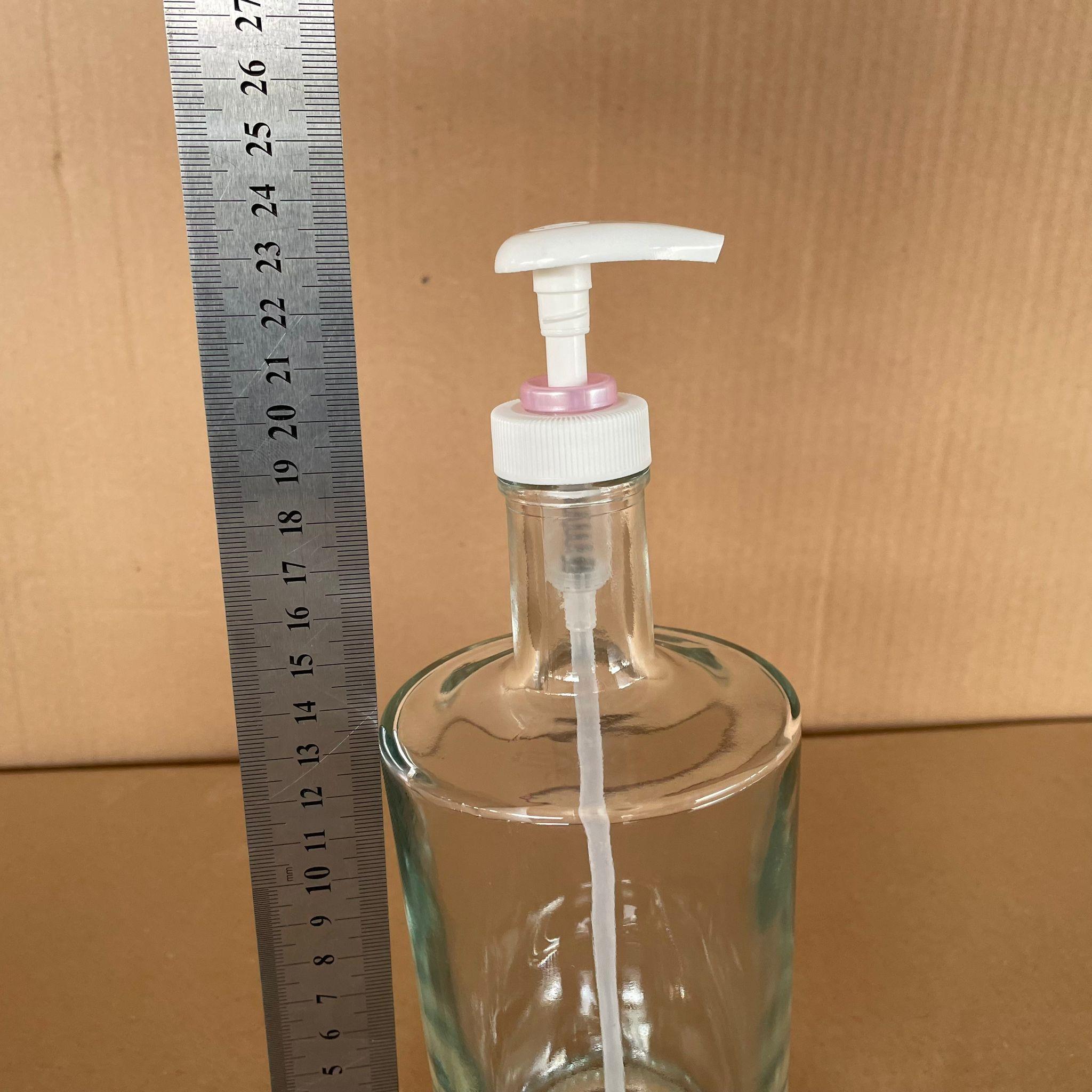 500 CC SIVI SABUN POMPALI LÜX CAM ŞİŞE - ŞEFFAF (PEMBE) POMPALI - KREM, LOSYON, YAĞ, SIVI SABUN GİBİ YOĞUN SIVILAR İÇİN KULLANILABİLİR
