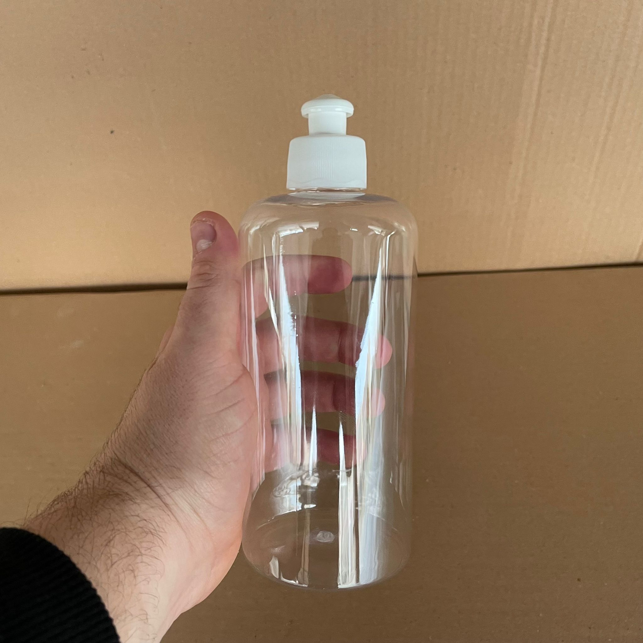 500 CC UZUN SİLİNDİR PET ŞİŞE KALIN (26 GR) - BEYAZ PUSH-PULL KAPAKLI - 28 AĞIZ - 500 ML PET ŞİŞE