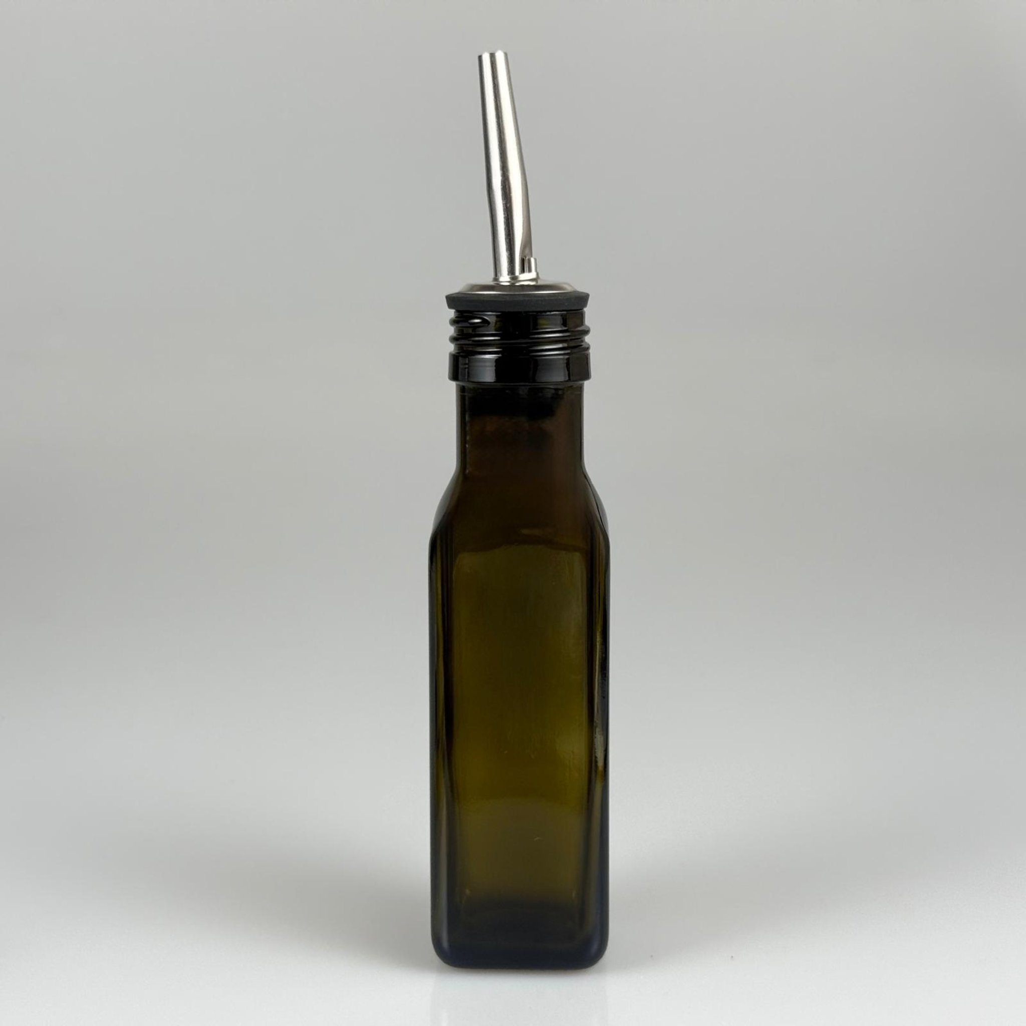 100 CC MARASKA CAM ŞİŞE KOYU YEŞİL (31 MM AĞIZ) - ÇELİK YAĞDANLIK TIPALI - 100 ML KÖŞELİ KARE MARASCA YAĞ VE SOS ŞİŞELERİ