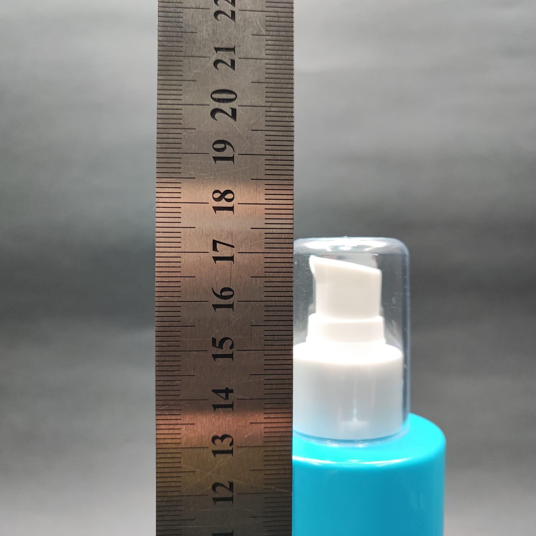 200 CC KÜT BOYUNLU UZUN SİLİNDİR PET ŞİŞE (24 GR) - BEYAZ LOSYON POMPALI - 200 ML PLASTİK ŞİŞE - MAVİ