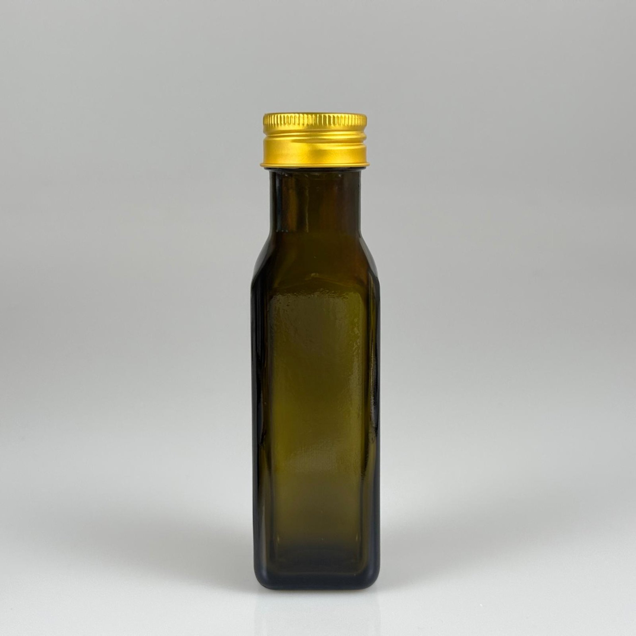 100 CC MARASKA CAM ŞİŞE KOYU YEŞİL (31 MM AĞIZ) - CONTALI GOLD ALÜMİNYUM METAL KAPAKLI - 100 ML KÖŞELİ KARE MARASCA YAĞ VE SOS ŞİŞELERİ