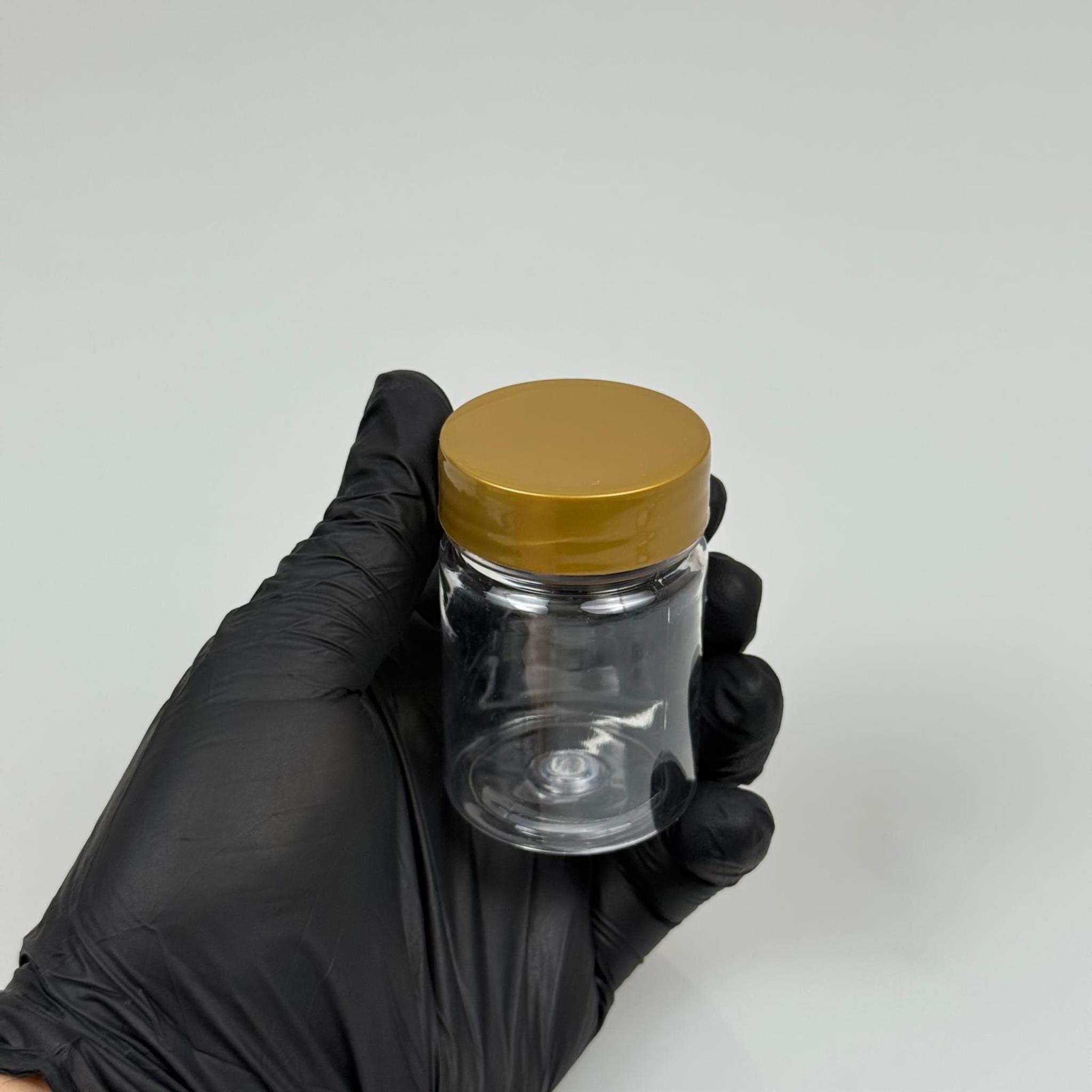50 CC PET ŞİŞE GENİŞ AĞIZLI  - GOLD KAPAKLI + KENDİNDEN YAPIŞKANLI KÖPÜK CONTALI  - 50 ML PLASTİK NUMUNE KAVANOZU, MİNİ TABLET KAVANOZU