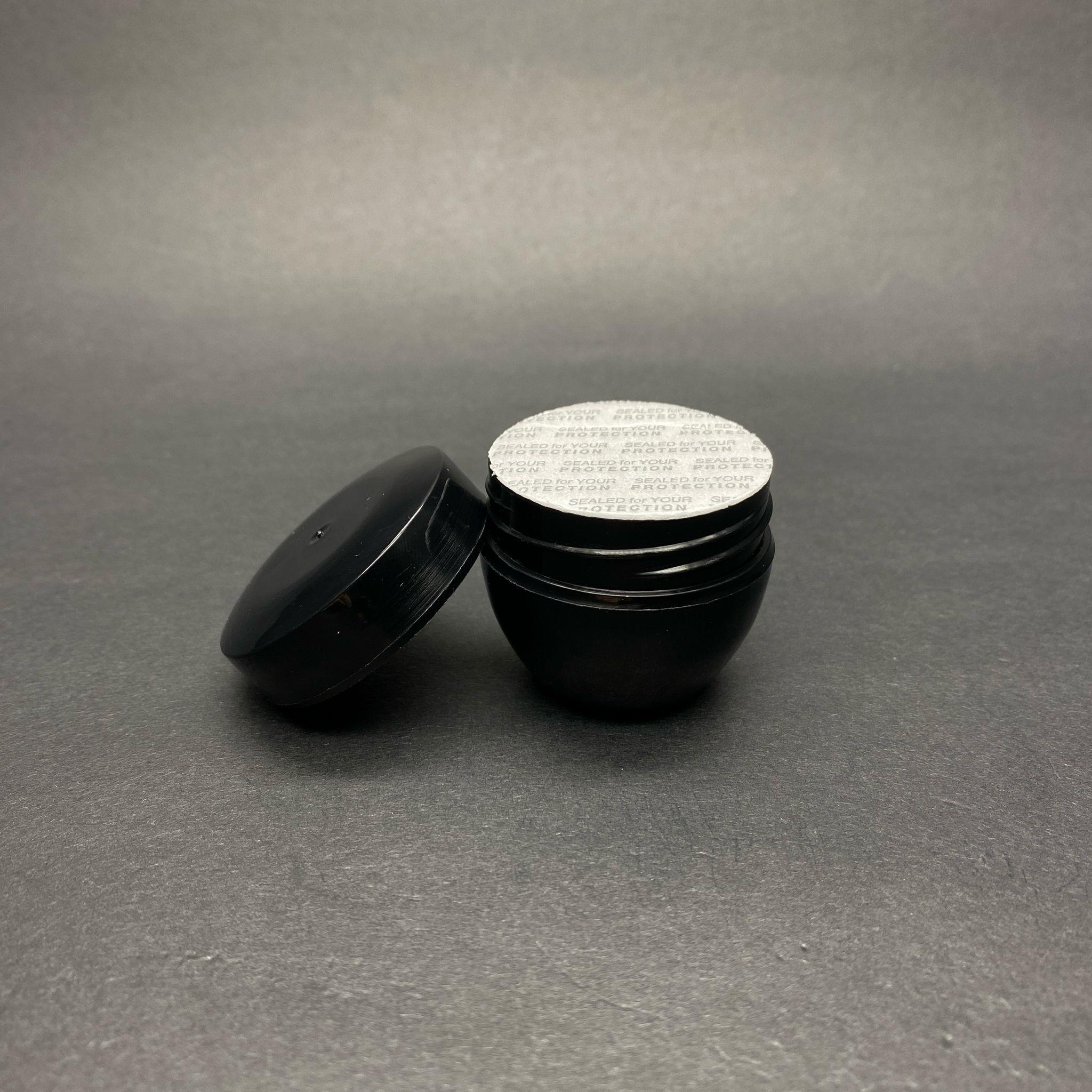 20 CC SİYAH PLASTİK KAVANOZ - KREM KAVANOZU  -  20 ML KENDİNDEN YAPIŞKANLI SIZDIRMAZ KÖPÜK CONTALI UFAK KREM KAVANOZU