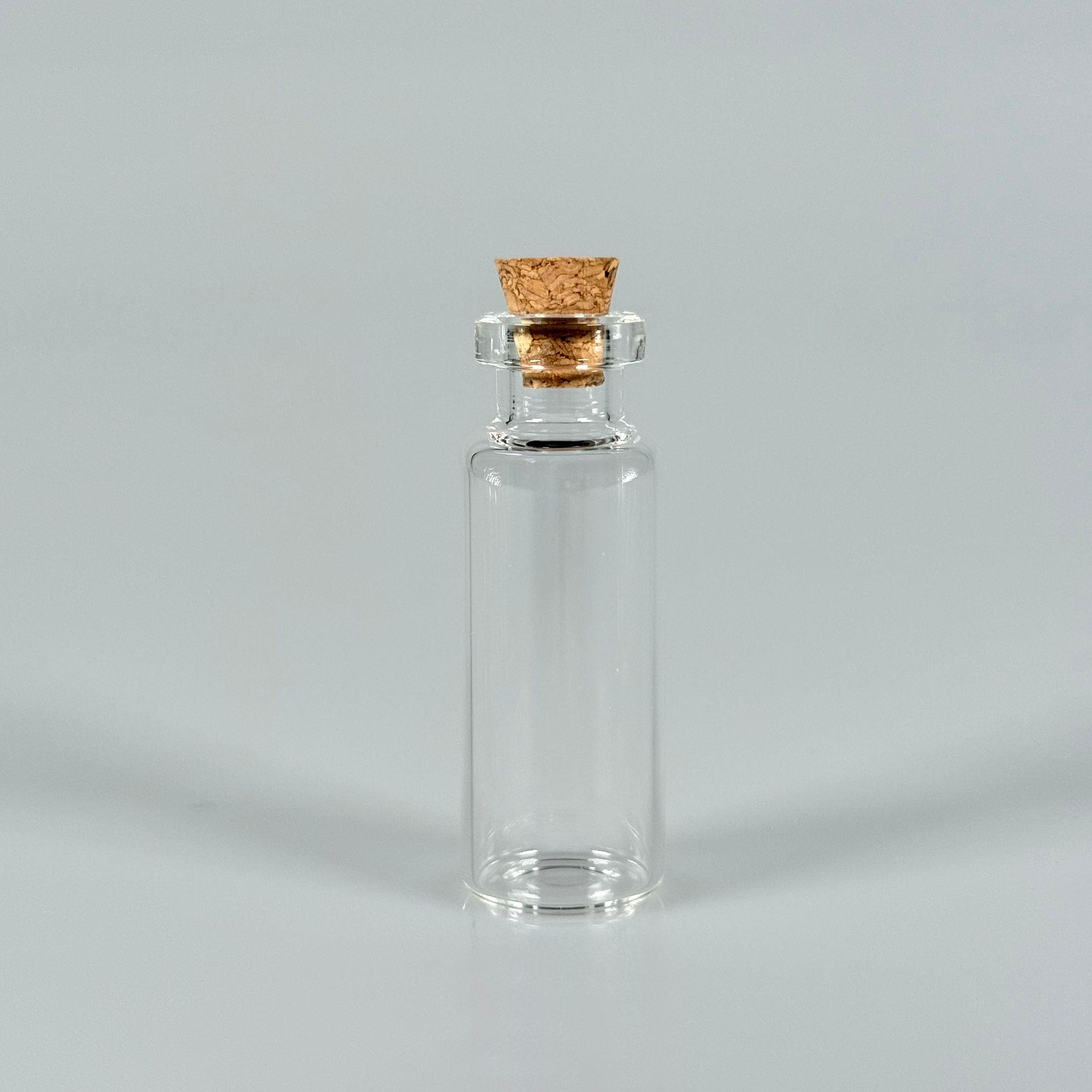 MİNİ CAM ŞİŞE MANTAR TIPALI 4 CC - anahtarlık, aksesuar. kolye, minyatür, mektup, tılsım vb için 4 ml şeffaf küçük cam şişeler