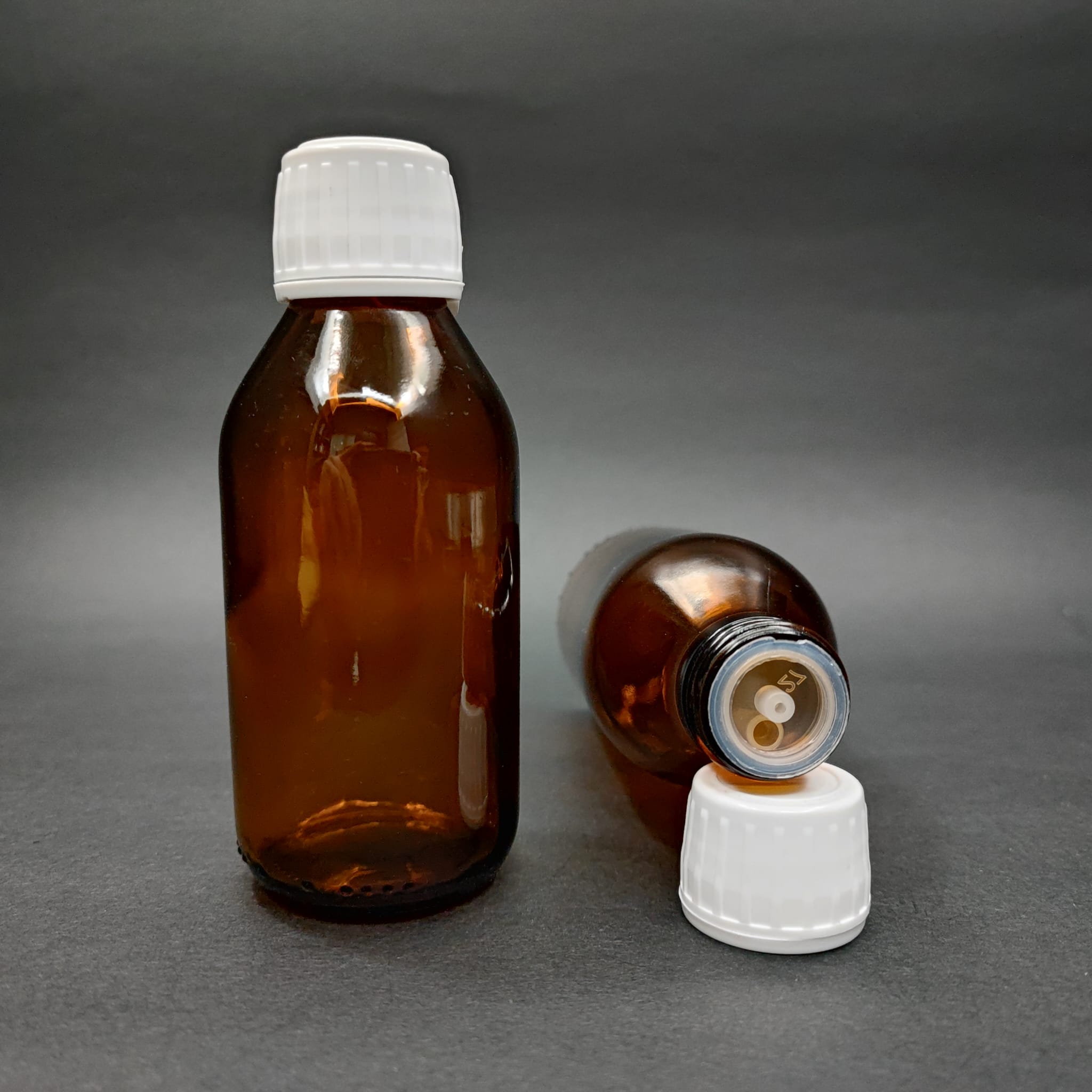 100 ML DOLUMU KOLAY, GENİŞ AĞIZLI İÇTEN DAMLALIKLI ŞİŞE (25 MM AĞIZ)  - 100 CC BEYAZ KİLİTLİ DAMLALIKLI CAM ECZA ŞİŞESİ - AMBER KAHVERENGİ