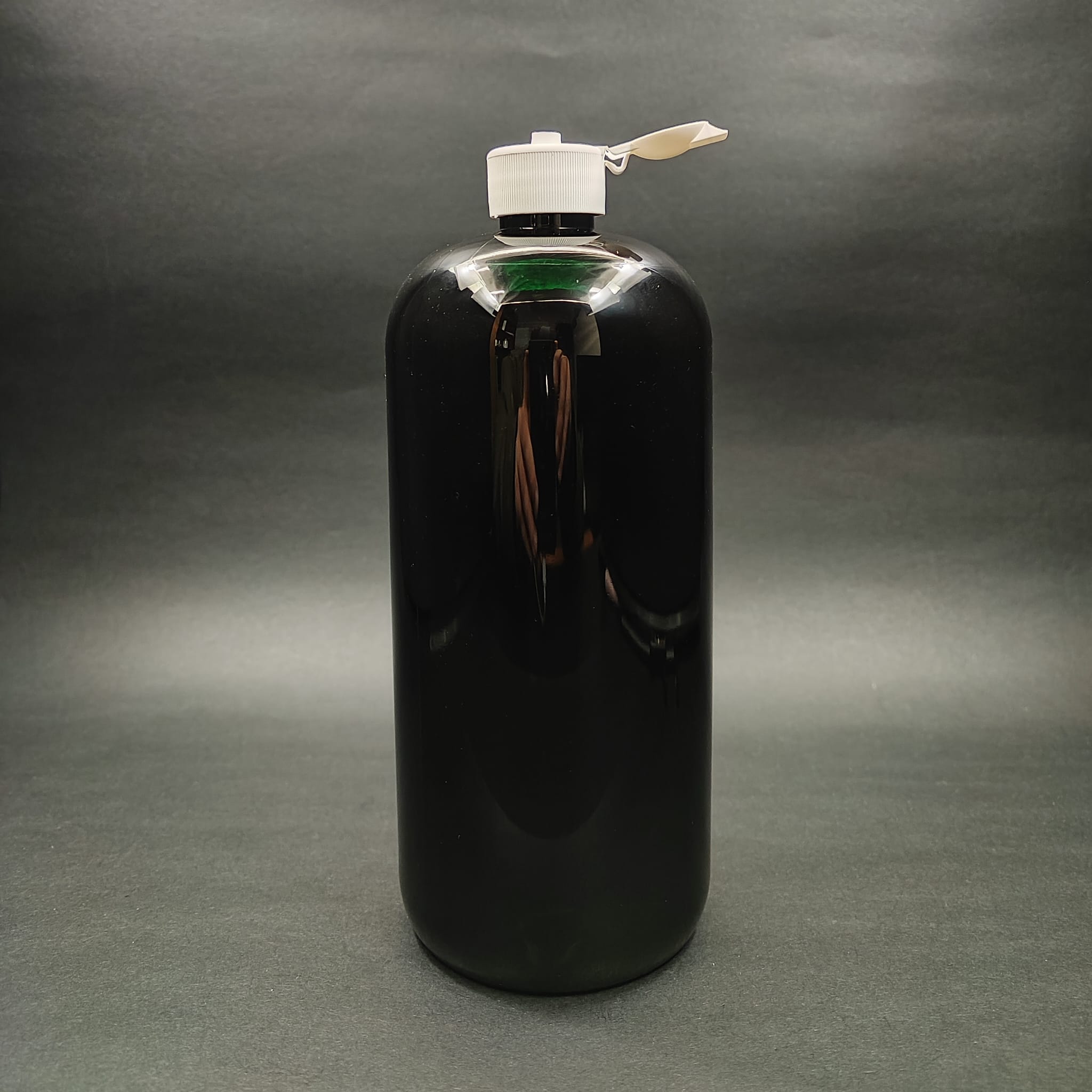 1000 CC SİYAH PLASTİK ŞİŞE - BEYAZ AÇILIR KAPANIR FLİPTOP KAPAKLI - 1000 ML SİYAH BOŞ PET ŞİŞE