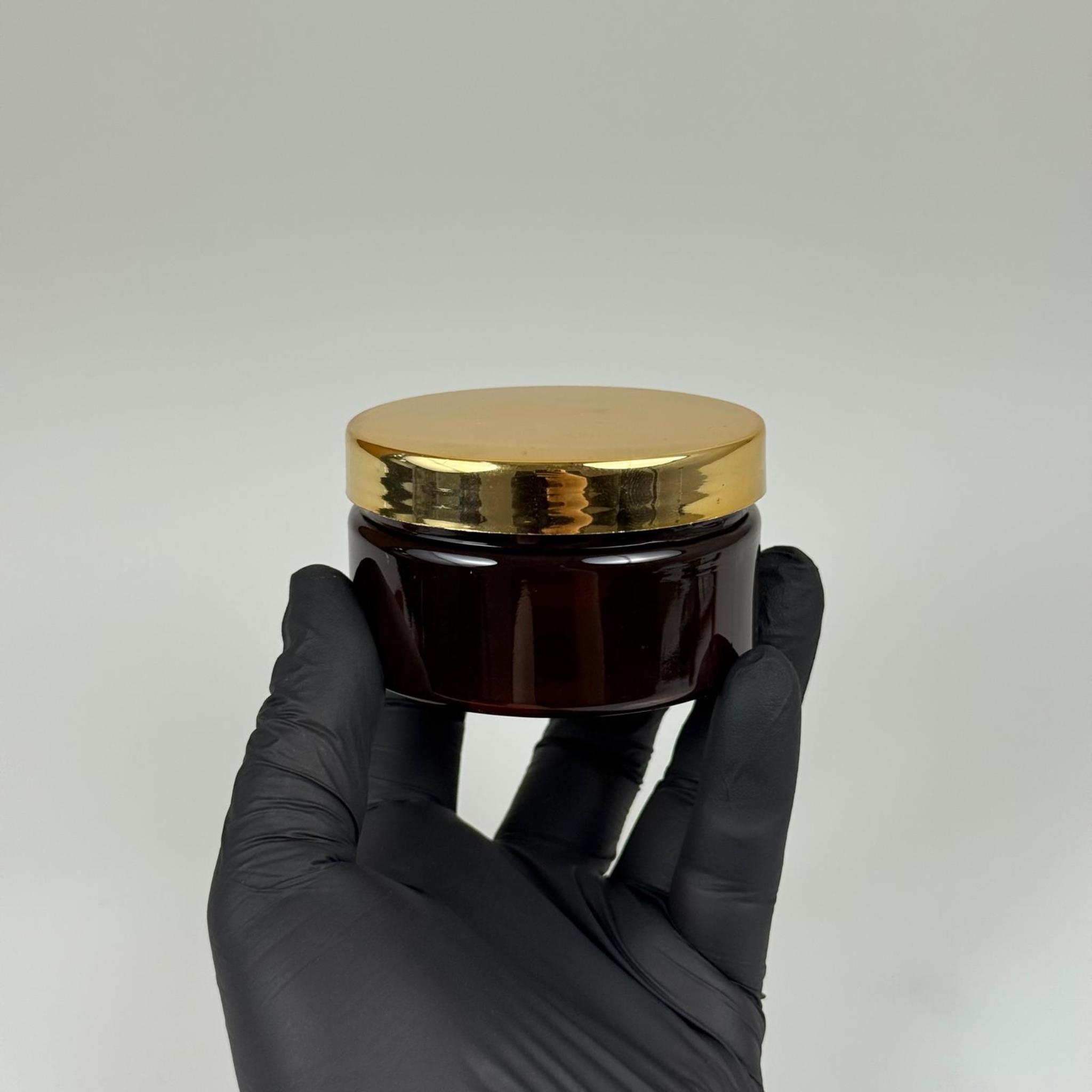 100 ML SERT PET KAVANOZ + GOLD KAPLAMALI PLASTİK KAPAK + İÇ TIPA - 100 CC KALIN AMBER PLASTİK KAVANOZ GOLD KAPLAMALI PLASTİK KAPAKLI İÇ TIPALI TAKIM - KREM KAVANOZLARI