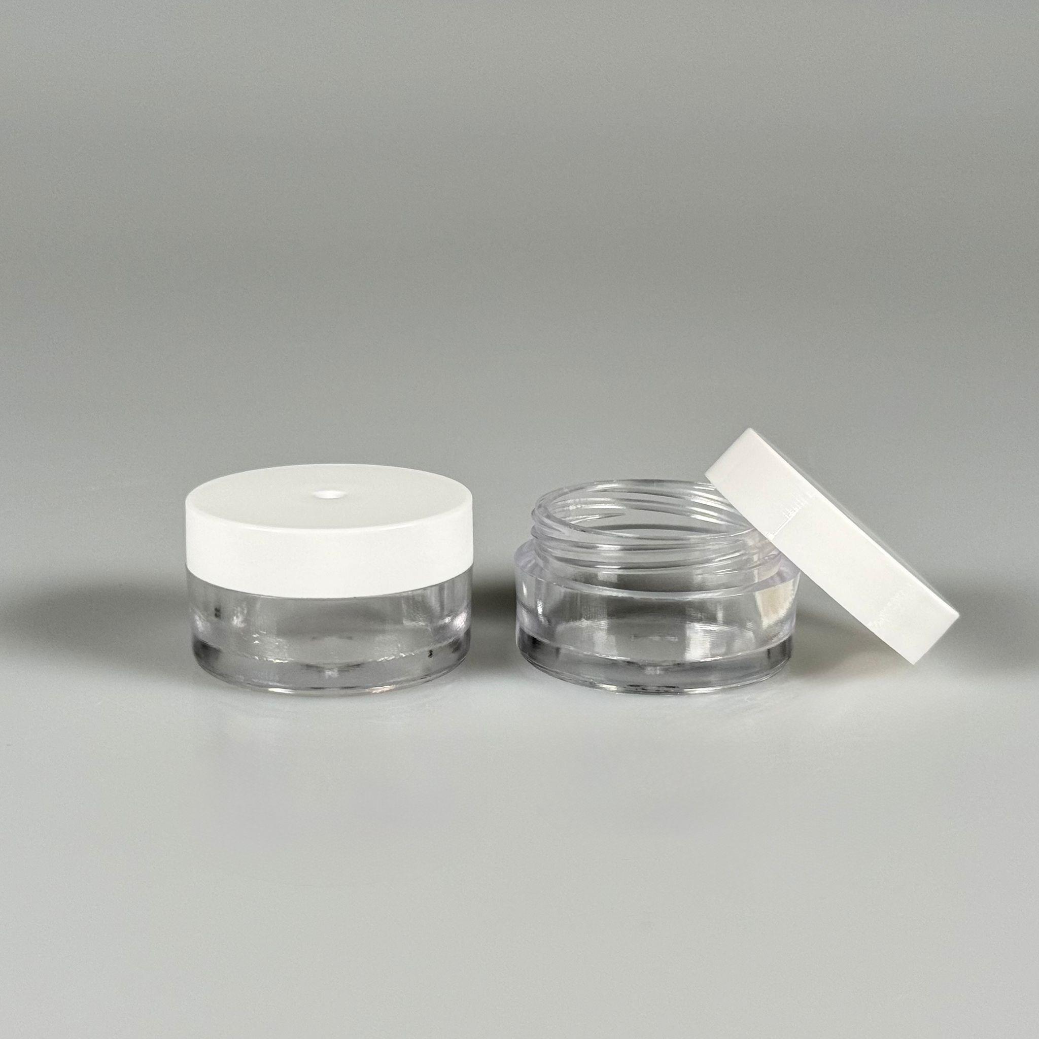 5 CC AKRİLİK KRİSTAL KAVANOZ - BEYAZ KAPAKLI  - 5 ML KREM KAVANOZ KALIN ŞEFFAF PLASTİK MİKA AKRİLİK