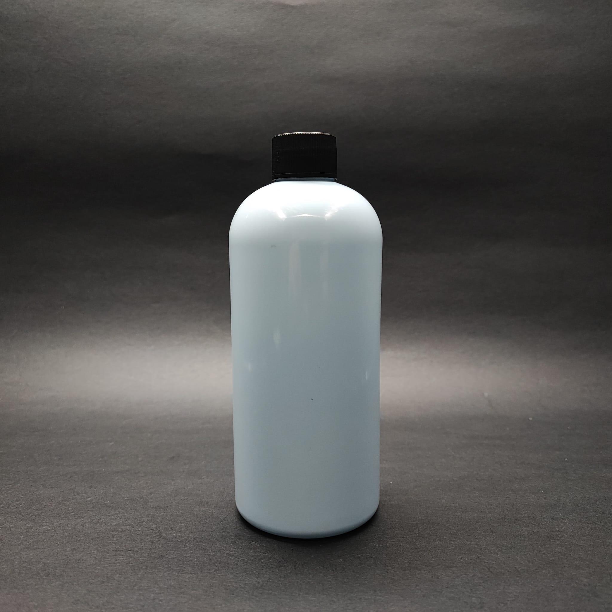 400 CC OVAL BOYUNLU SİLİNDİR PET ŞİŞE (30 GR) - CONTALI SİYAH KAPAKLI - 400 ML PLASTİK ŞİŞE - BEBEK MAVİSİ