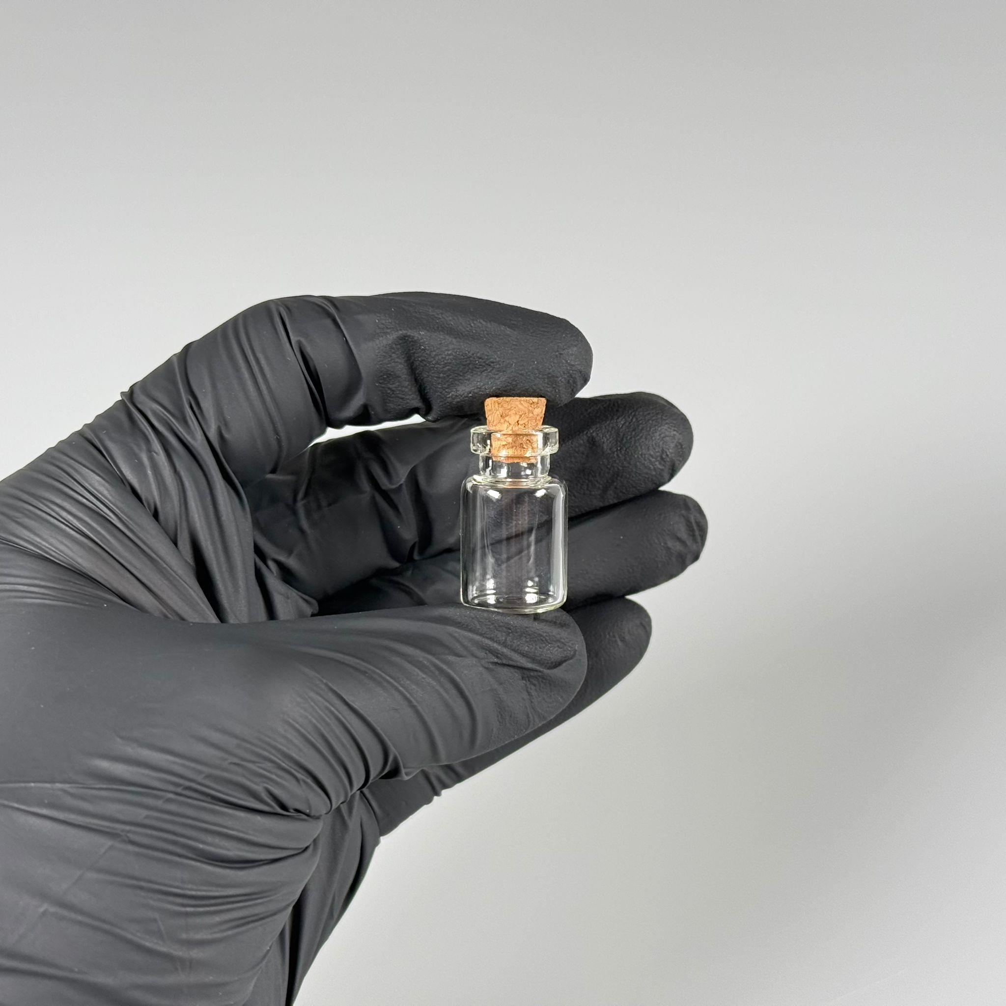 MİNİ CAM ŞİŞE MANTAR TIPALI 2 CC - anahtarlık, aksesuar. kolye, minyatür, mektup, tılsım vb için 2 ml şeffaf küçük cam şişeler