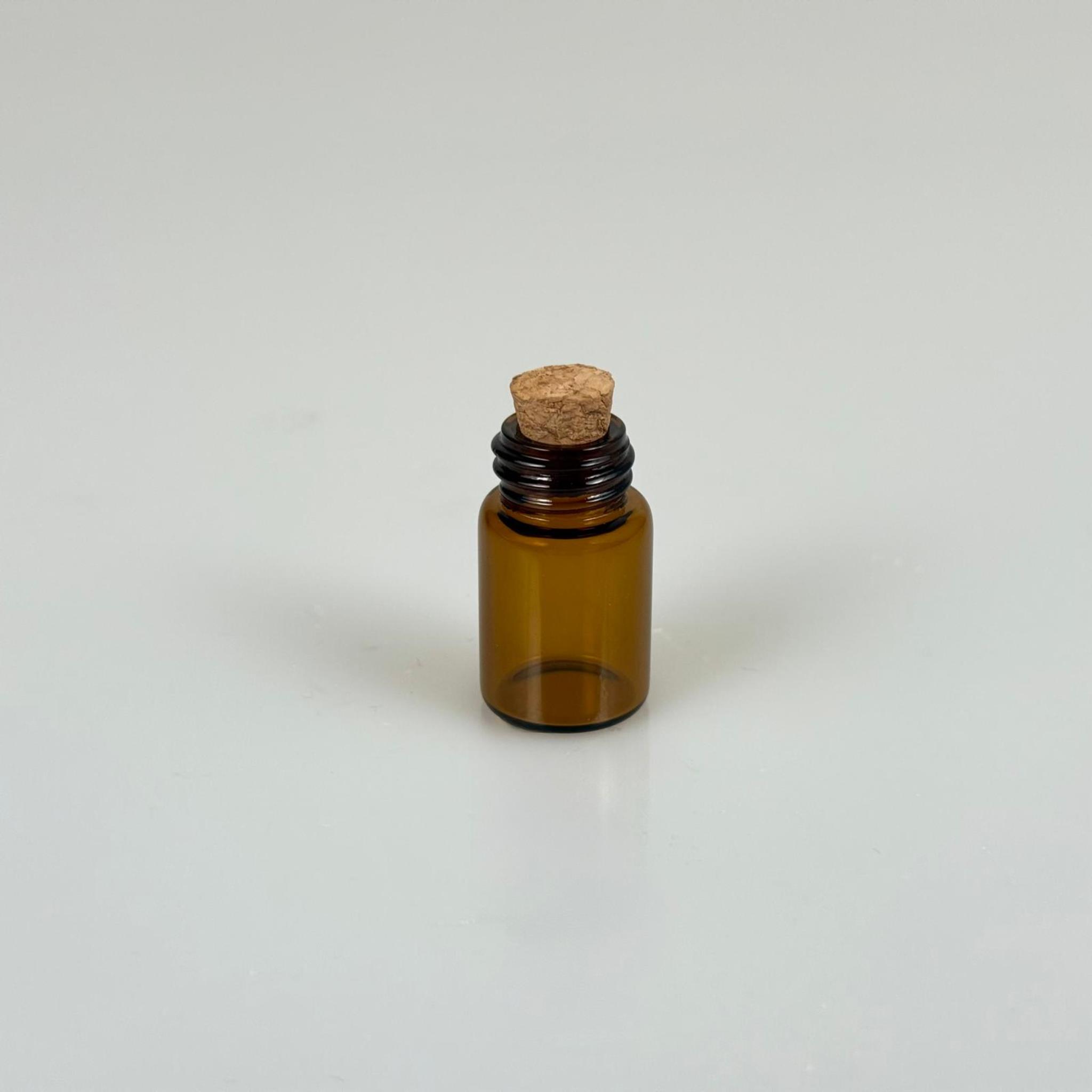 2 CC MANTAR TIPALI CAM ŞİŞE - AMBER 2 ML MANTARLI MİNİ CAM ŞİŞE