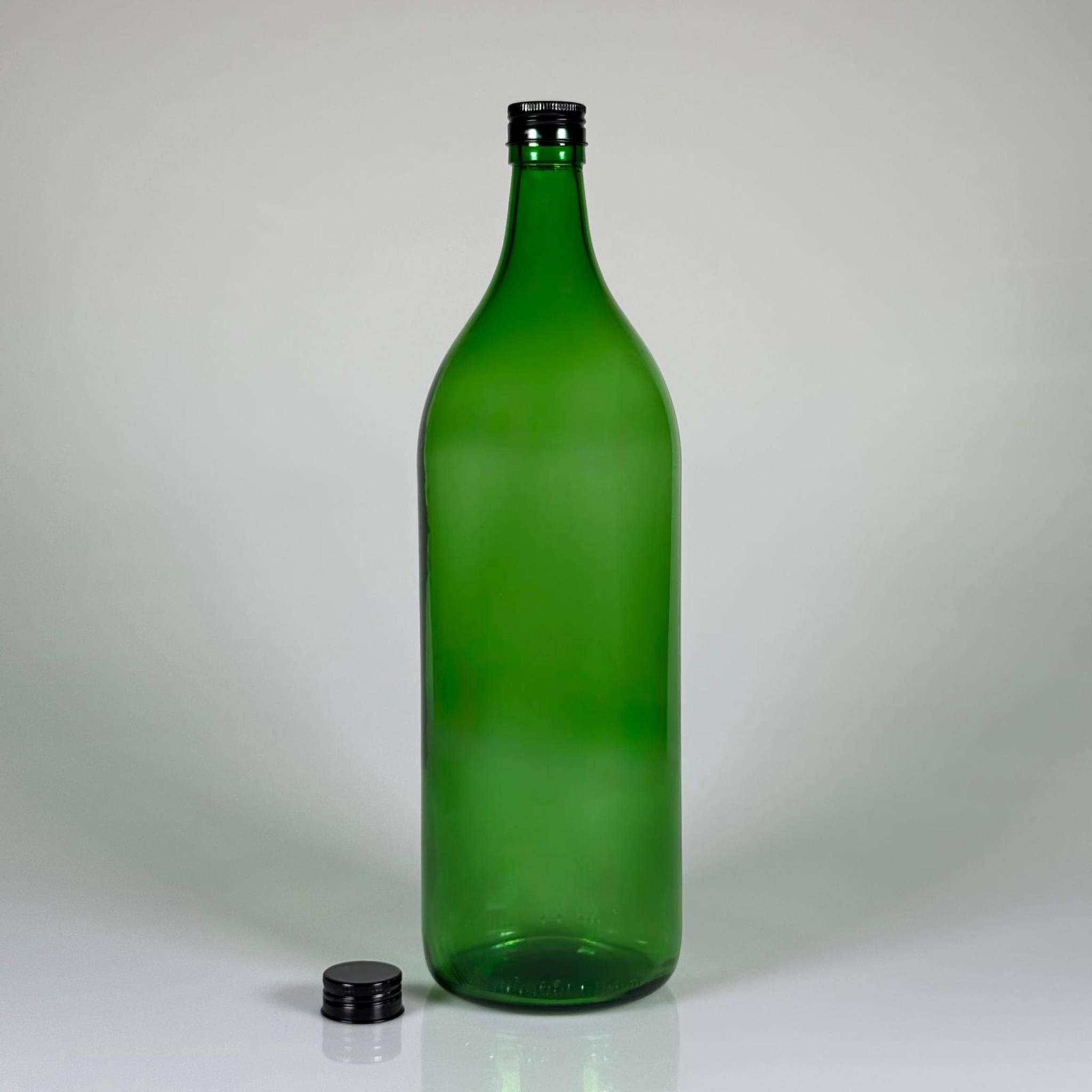 2000 CC YEŞİL CAM ŞİŞE - SİYAH METAL ALÜMİNYUM KAPAKLI - 2000 ML YAĞ ŞİŞESİ - SİRKE ŞİŞESİ - 2 LİTRE CAM ŞİŞE