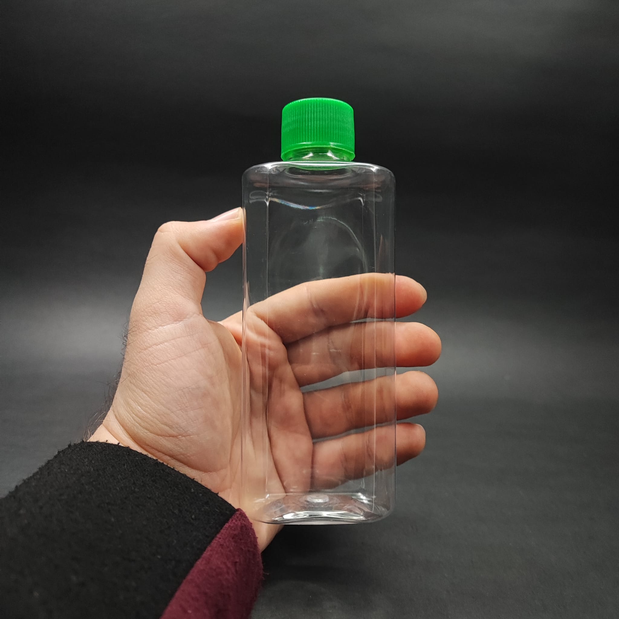 200 CC YASSI PET ŞİŞE - CONTALI YEŞİL KAPAKLI - 200 ML KAPAKLI PLASTİK ŞİŞE