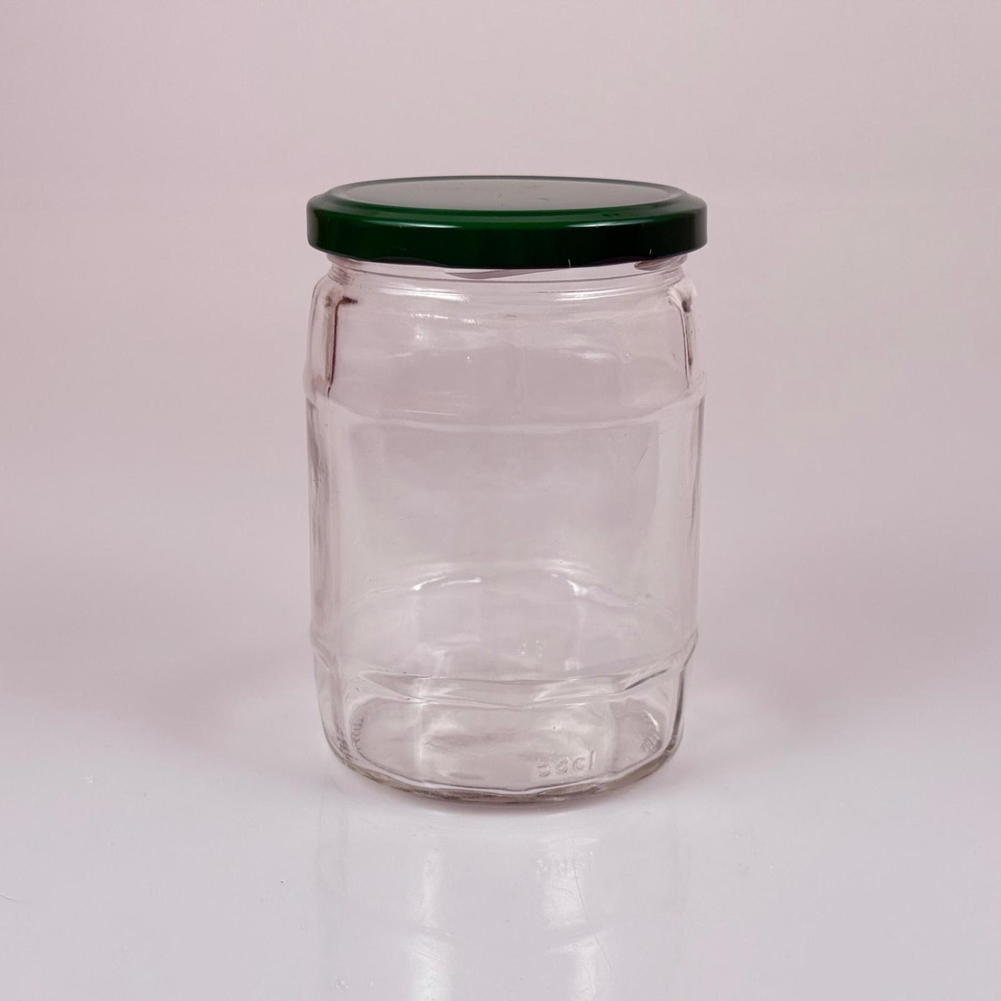 580 CC FIÇI KAVANOZ - KOYU YEŞİL METAL KAPAKLI - 580 ML FIÇI MODEL CAM KAVANOZ