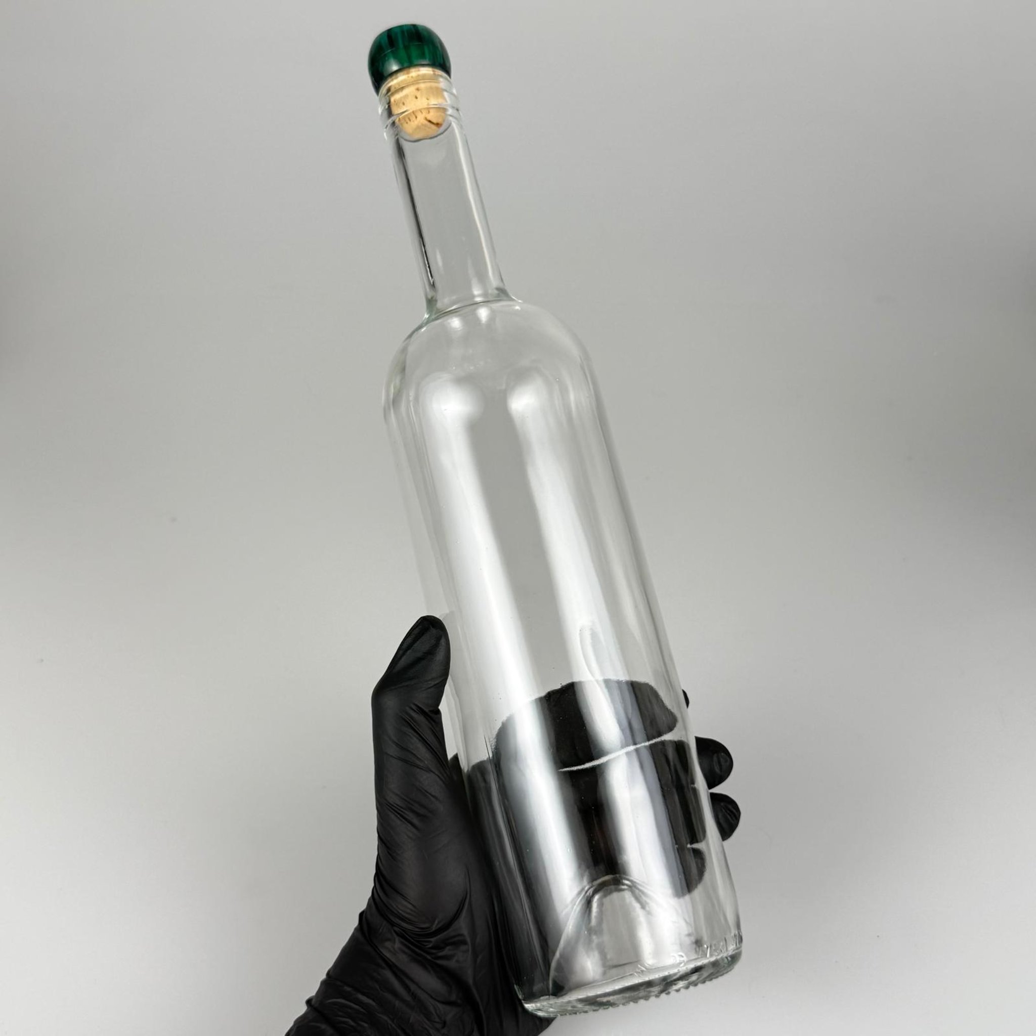 750 CC YAĞDANLIK ŞEFFAF CAM ŞİŞE + YEŞİL MANTAR TIPA - 750  ML TIPALI CAM ŞİŞE