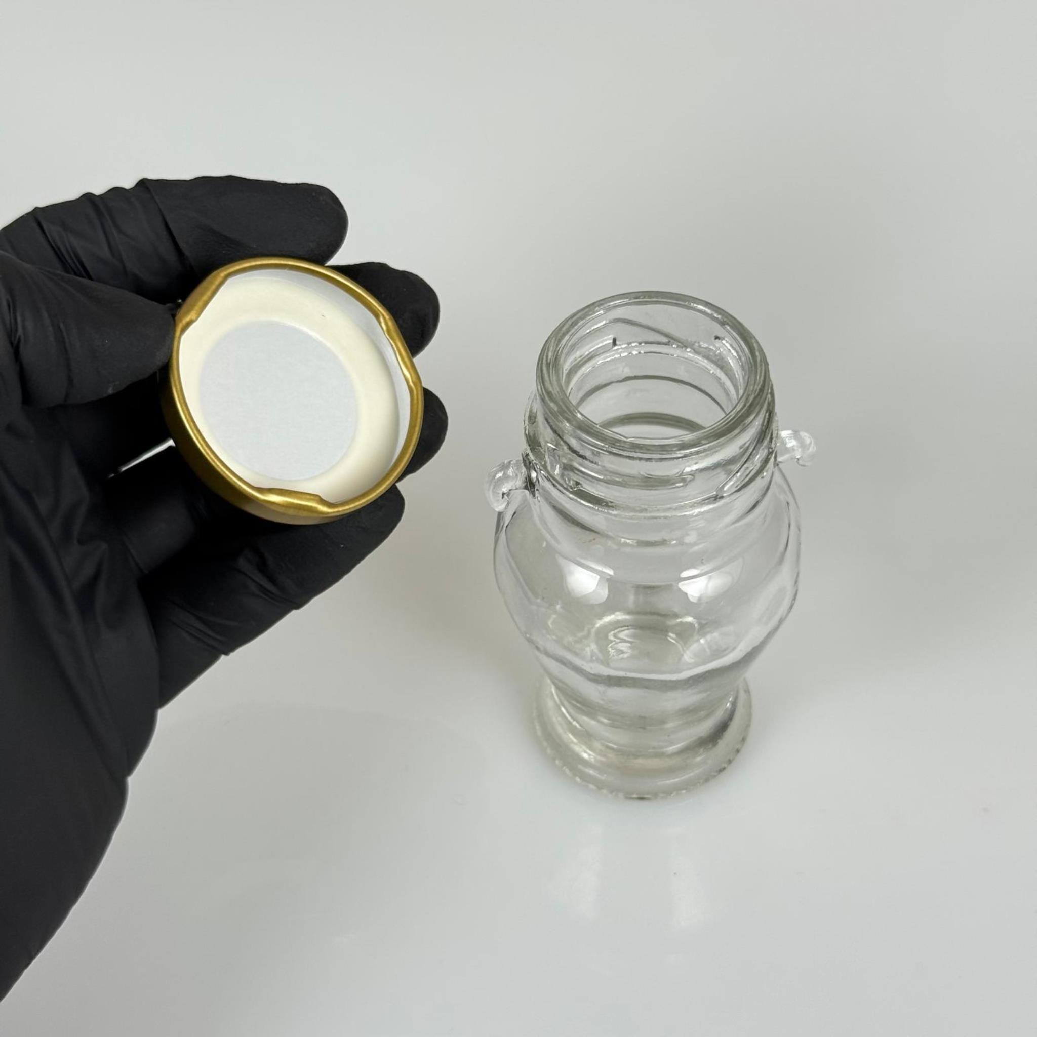 60 CC AMPHORA CAM KAVANOZ - GOLD METAL KAPAKLI - 60 ML CAM KAVANOZ - TEK KULPLU, KULPSUZ VEYA ÇİFT KULPLU GELEBİLİR