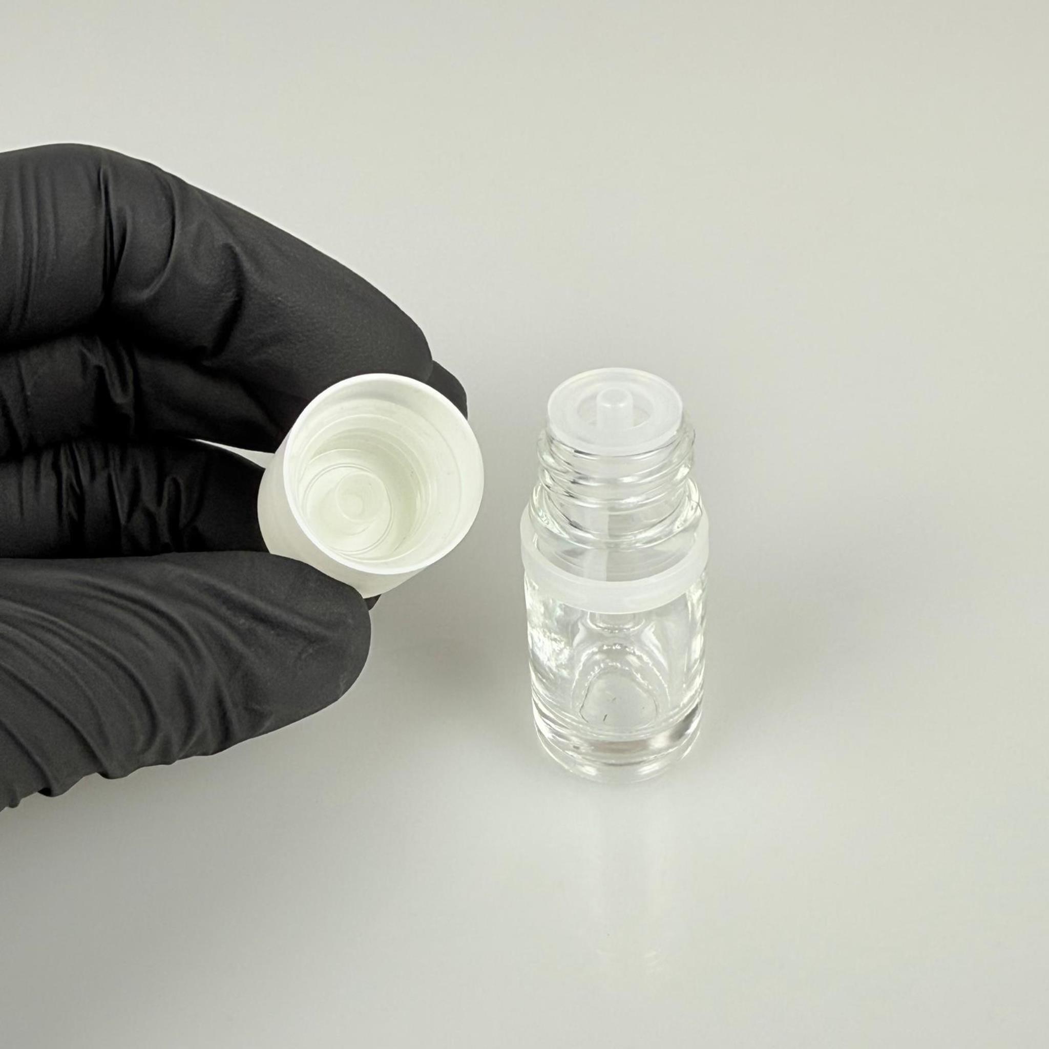 5 CC ŞEFFAF CAM ŞİŞE + İÇTEN DAMLALIKLI ÇOCUK KİLİTLİ BEYAZ KAPAK - SAYDAM 5 ML KİLİT KAPAKLI DAMLATMALI ŞİŞE