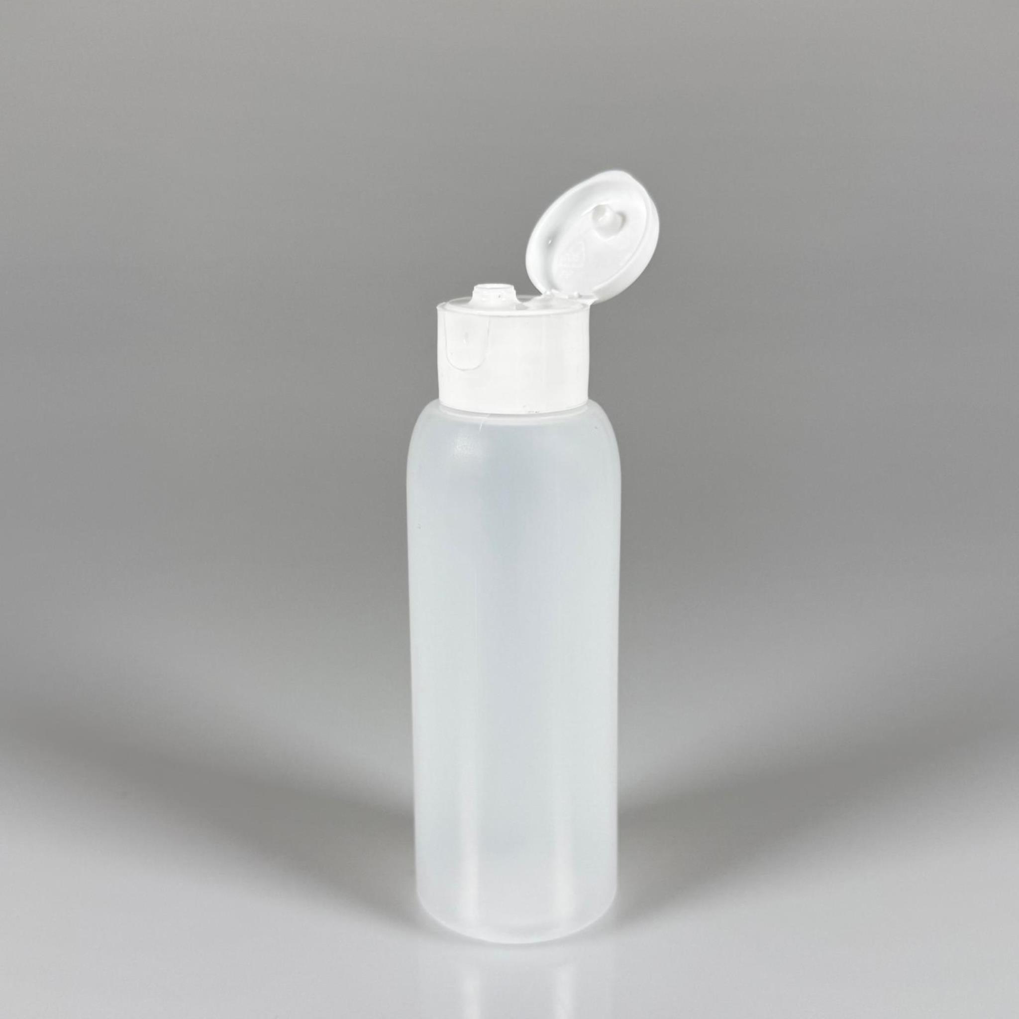 100 ML SIKILABİLİR YUMUŞAK PE PLASTİK ŞİŞE - BEYAZ FLİPTOP ŞAMPUAN KAPAKLI - 100 cc sos, yağ, kartuş, mürekkep vb için boş şişeler