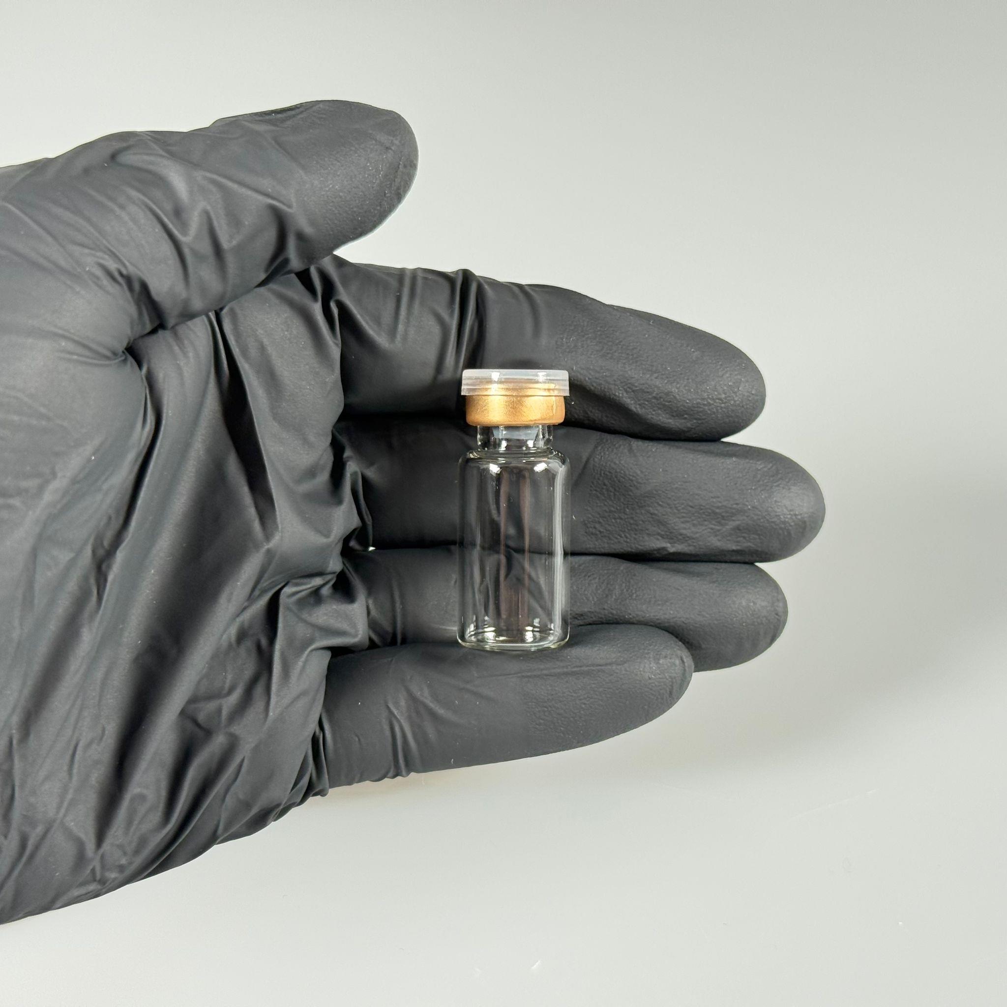 3 ML vial flakon şişe - 13 ağız 3 cc şeffaf cam ilaç şişesi + kauçuk butil enjektör tıpası + gold alüminyum kapaklı takım