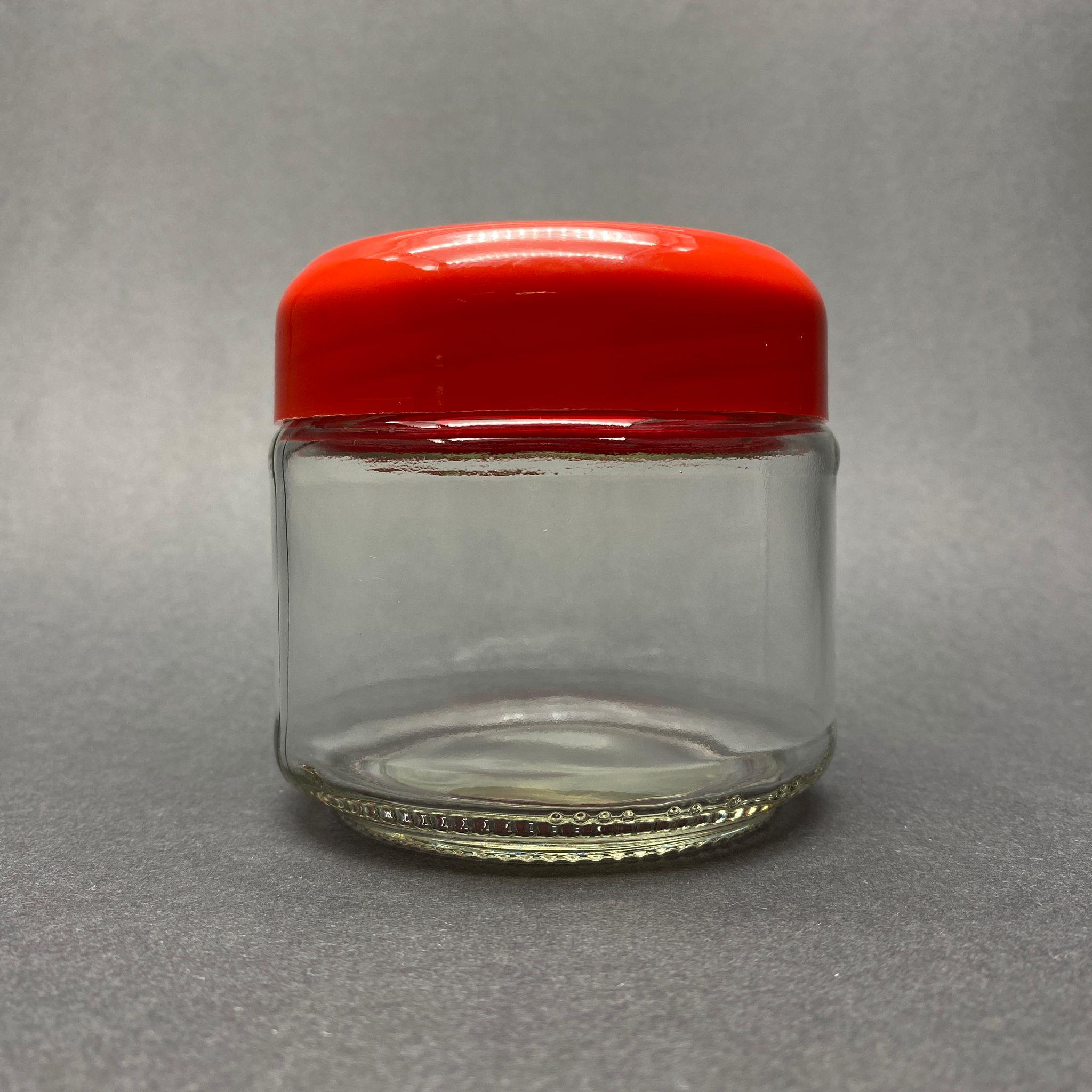 300 CC CAM KAVANOZ - (SİLME HACİM 330 ML) KIRMIZI PLASTİK KAPAKLI - 300 ML CAM KAVANOZ - MAGNOLİA KAVANOZU - PAŞABAHÇE