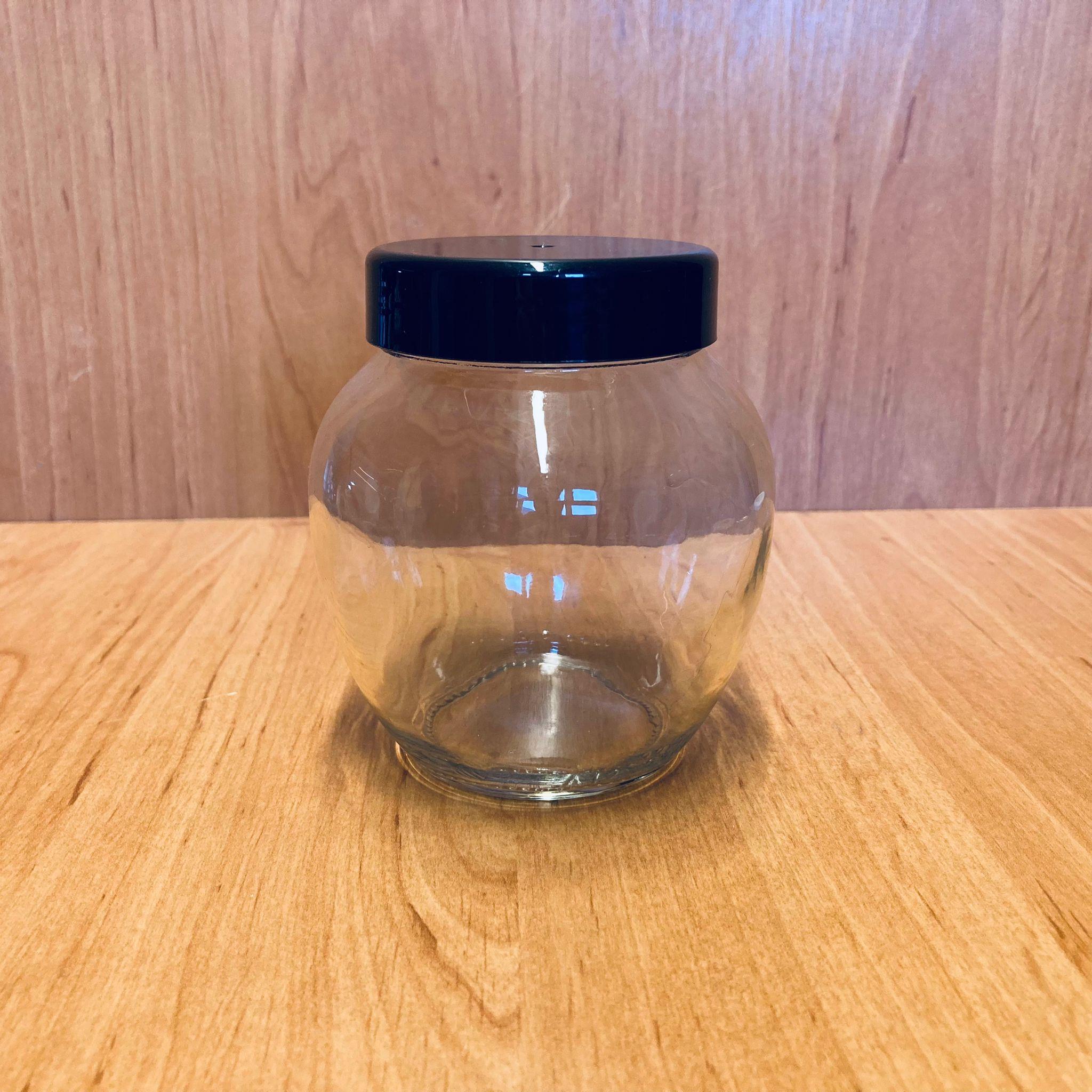 370 CC YUMURTA KAVANOZ - PLASTİK SİYAH KAPAKLI - 370 ML YUMURTA TİP CAM KAVANOZ