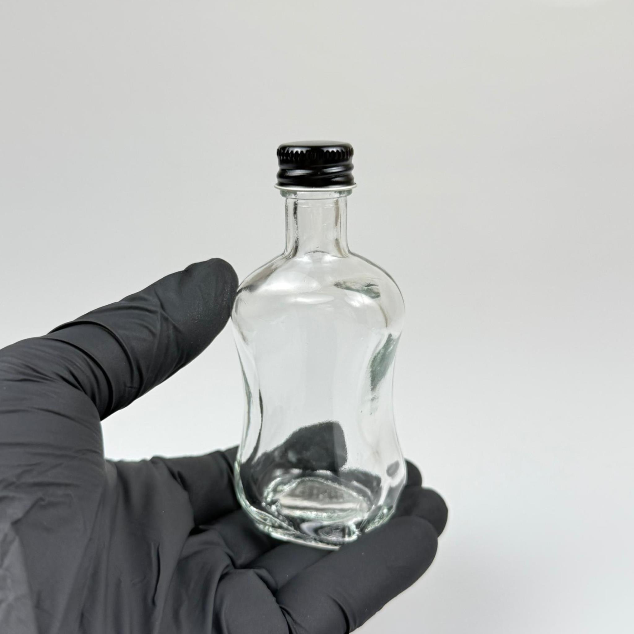 50 CC BOĞAZLI İNCE BELLİ CAM ŞİŞE - SİYAH METAL KAPAKLI - 50 ML PRESTİJLİ ŞİŞE
