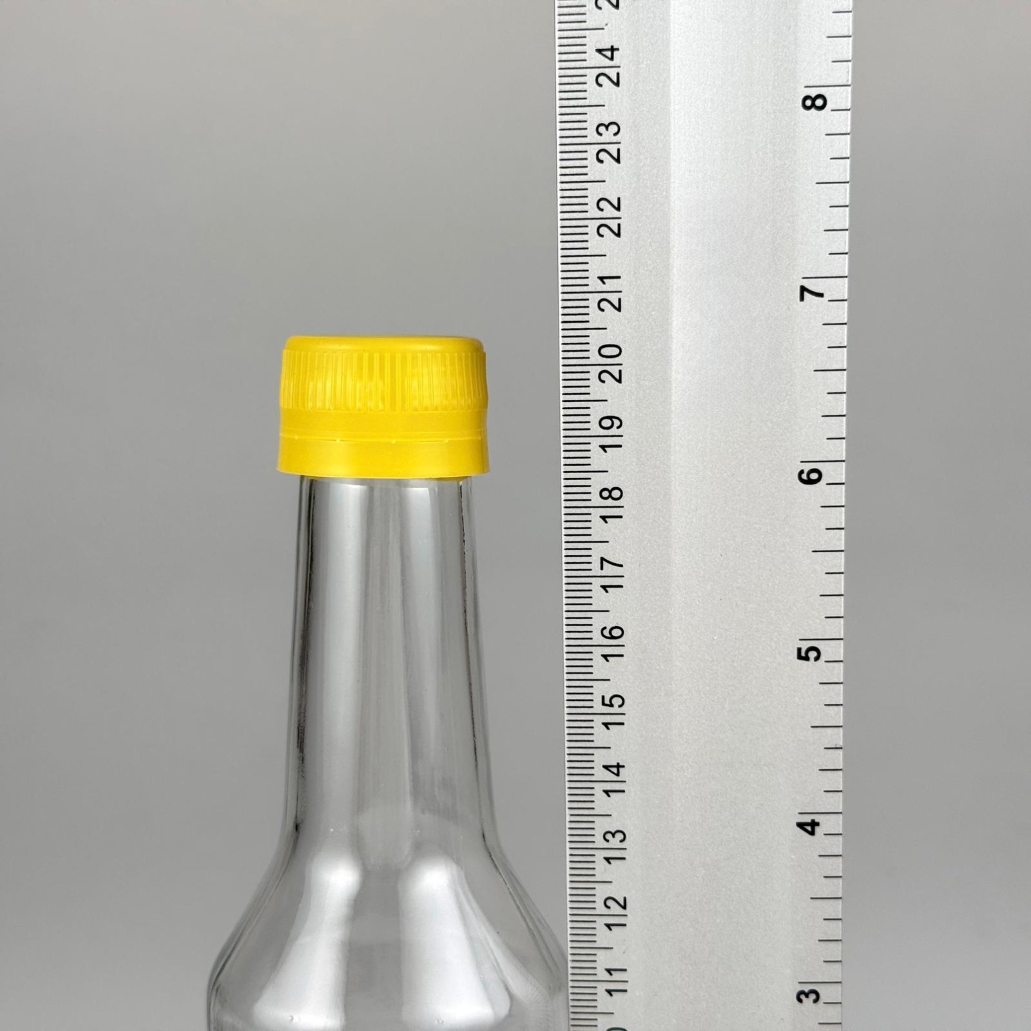 250 CC BOĞAZLI CAM ŞİŞE - SARI KİLİTLİ PLASTİK KAPAKLI - 250 ML BOŞ CAM ŞİŞE