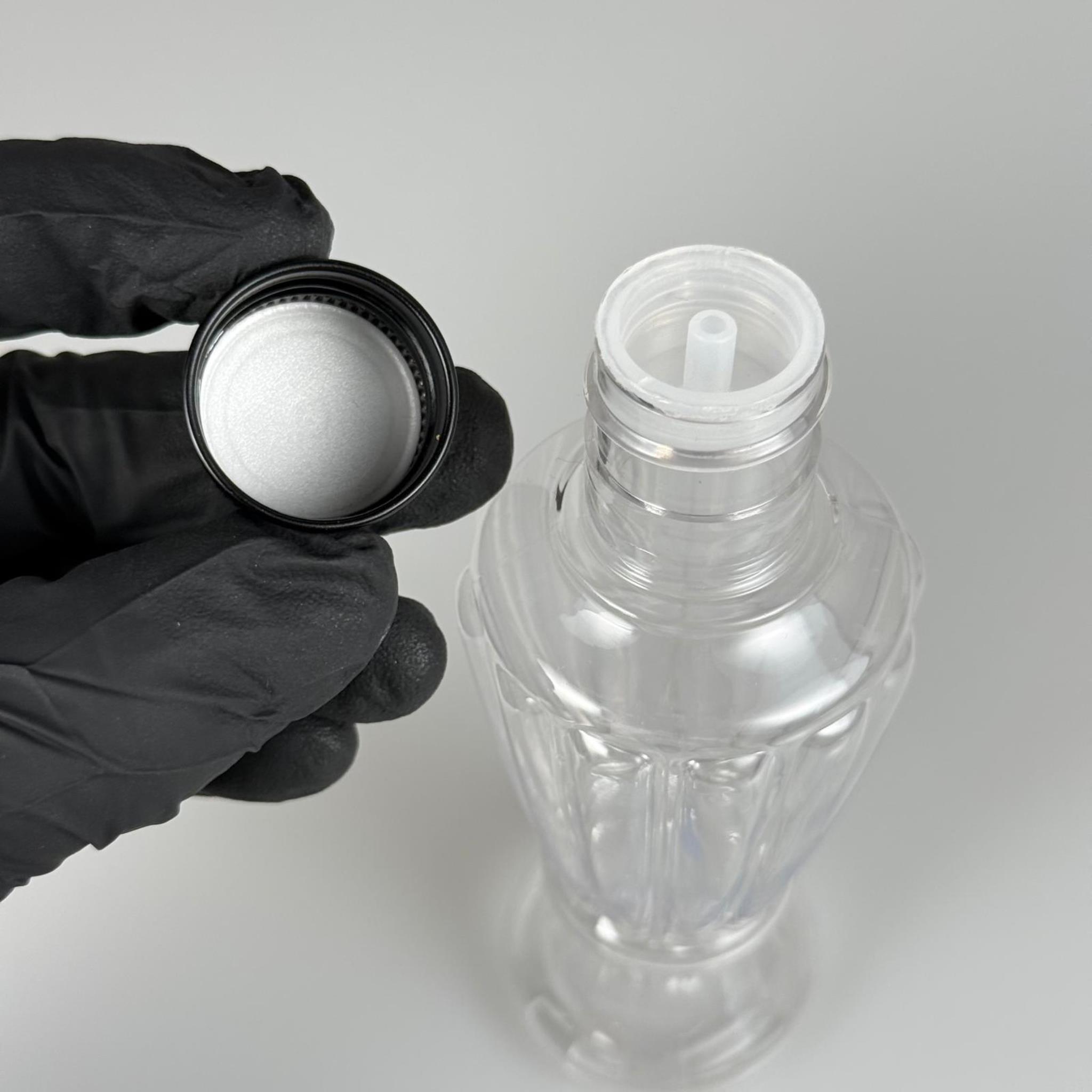 100 CC CAMPET VAZO HÜRREM KOLONYA ŞİŞESİ (24 AĞIZ) + KÖPÜK CONTALI SİYAH METAL ALÜMİNYUM KAPAKLI + KOLONYA TIPALI TAKIM - 100 ML KAPAKLI PLASTİK ŞİŞELER
