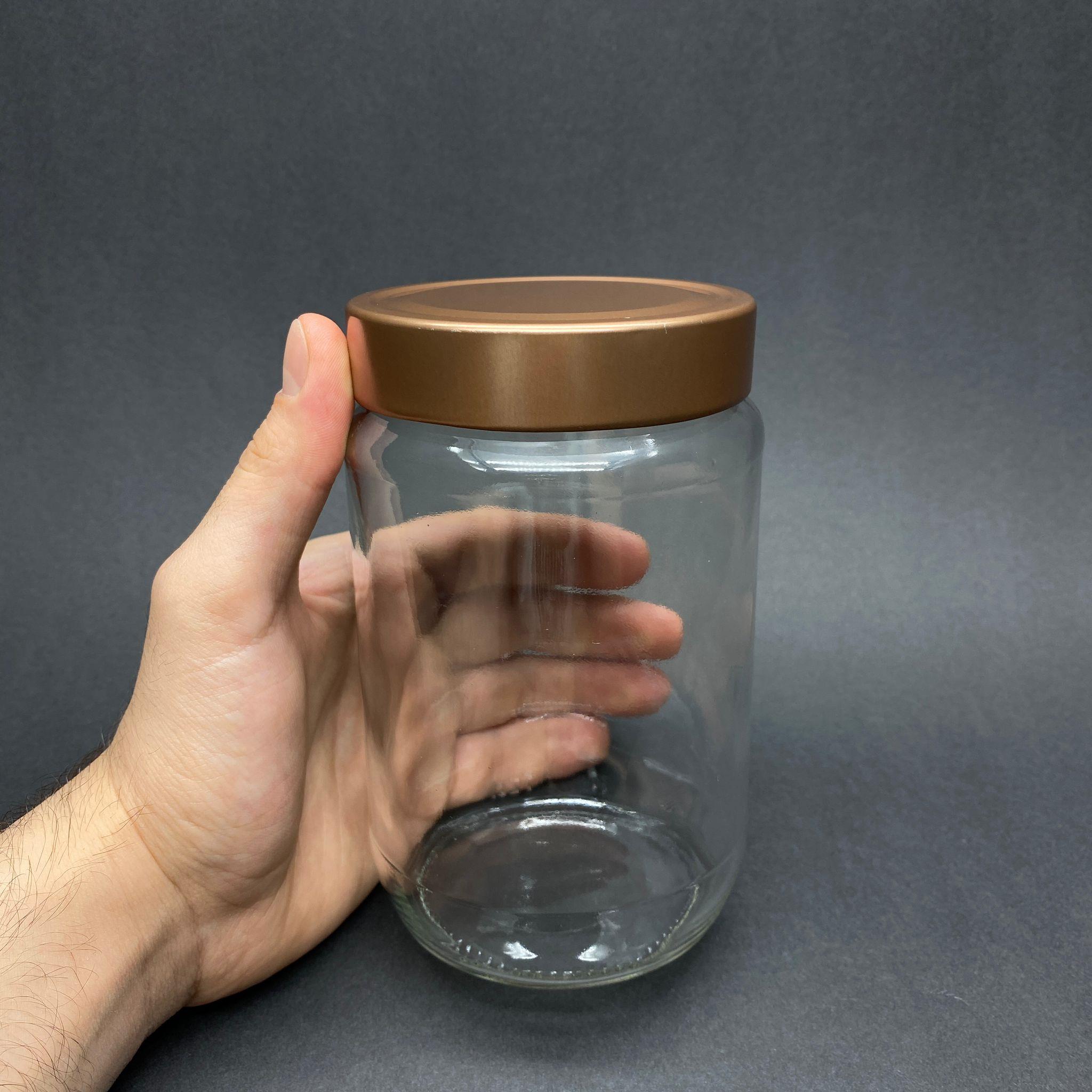 720 CC CAM KAVANOZ - DERİN BRONZ LÜKS METAL KAPAKLI - 720 ML BAL KAVANOZU