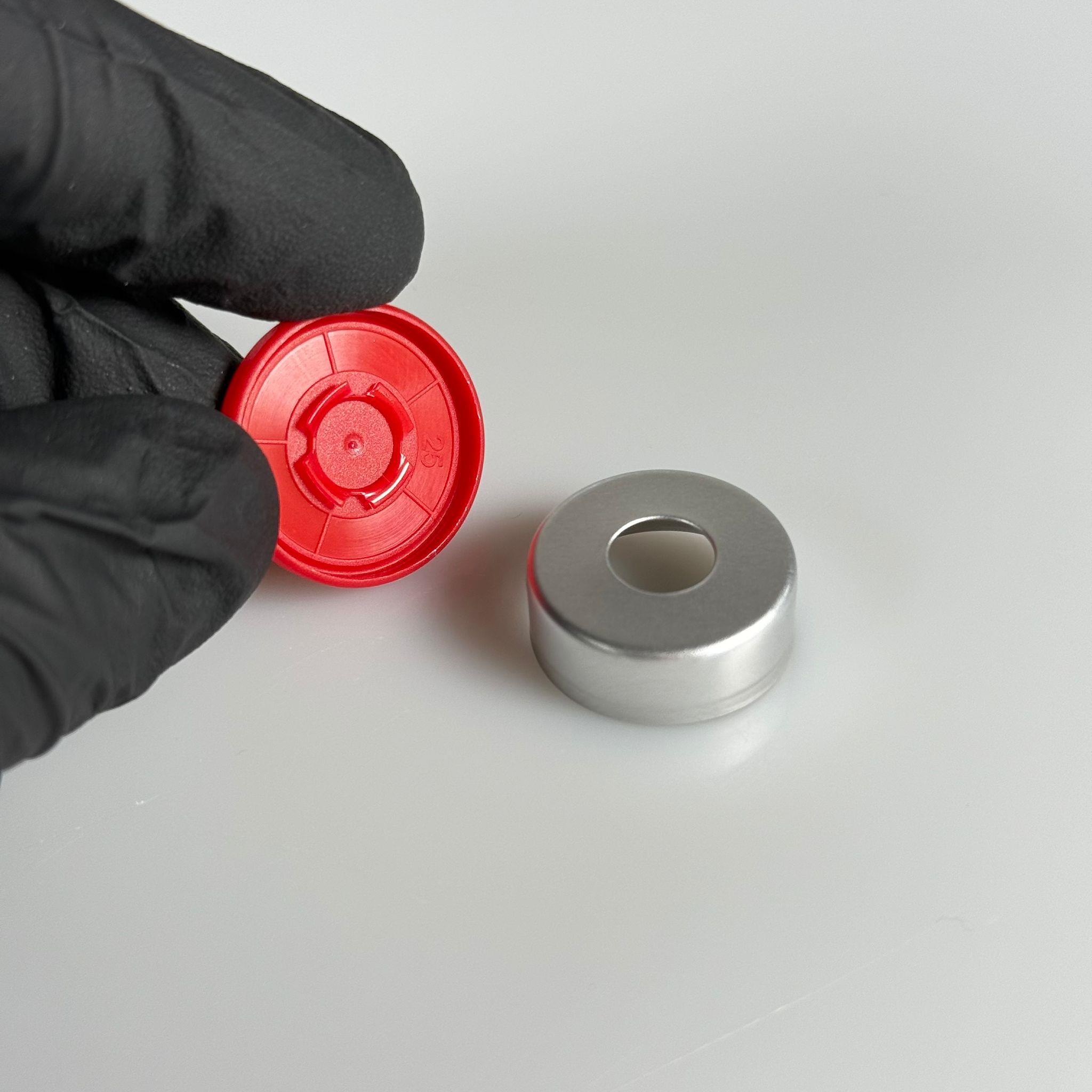 PENİSİLİN ALÜMİNYUM FLAKON KAPAK ÜSTÜ DÜZ KIRMIZI - 20 MM DÜZ RENKLİ FLİP-OFF KAPAK