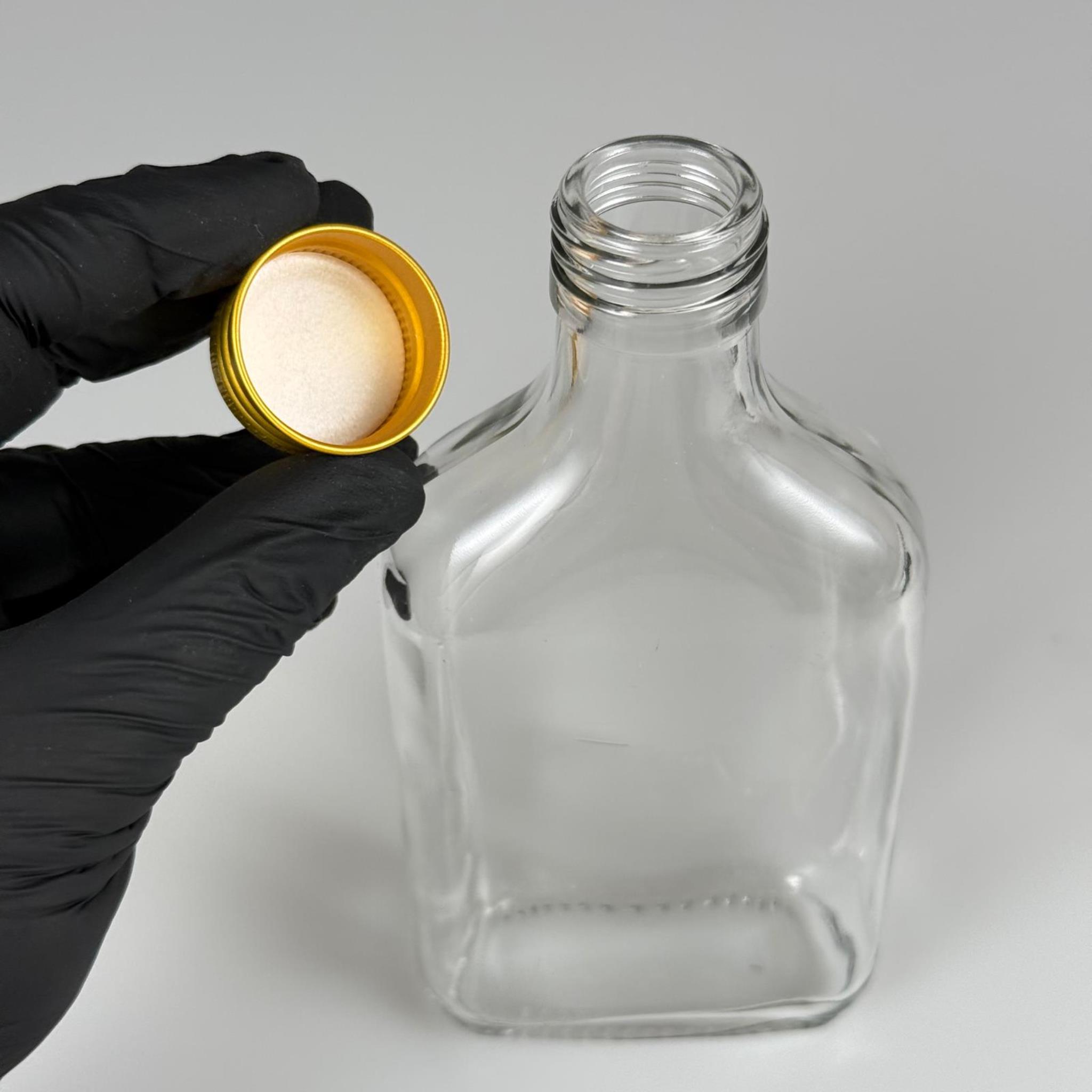 200 CC YASSI CAM ŞİŞE - GOLD METAL ALÜMİNYUM KAPAKLI - 200 ML CAM ŞİŞE - SOĞUK KAHVE İÇİN COLD BREW ŞİŞESİ