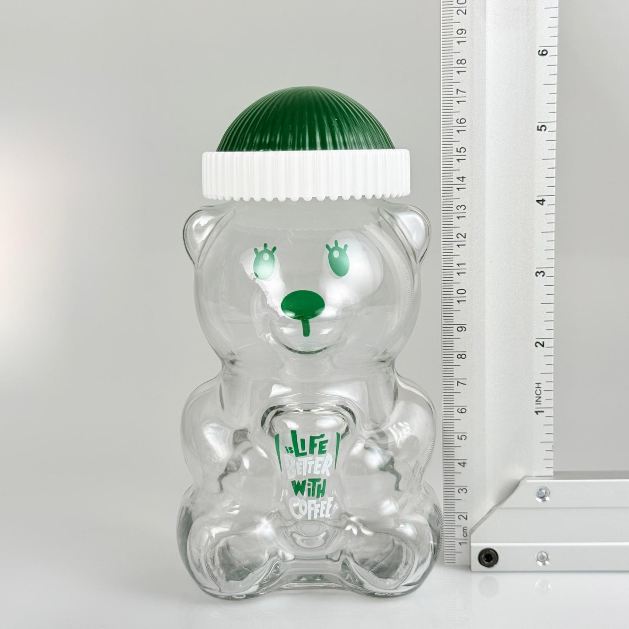 500 CC PİPETLİ CAM AYICIK BARDAK - YEŞİL KAPAKLI + FIRÇALI PASLANMAZ ÇELİK GÜMÜŞ PİPETLİ TAKIM - 500 ML AYICIK FİGÜRLÜ PİPETLİ CAM SU , SOĞUK KAHVE ,  MEYVE SUYU ,  MEŞRUBAT BARDAĞI VB - HEDİYELİK BARDAK