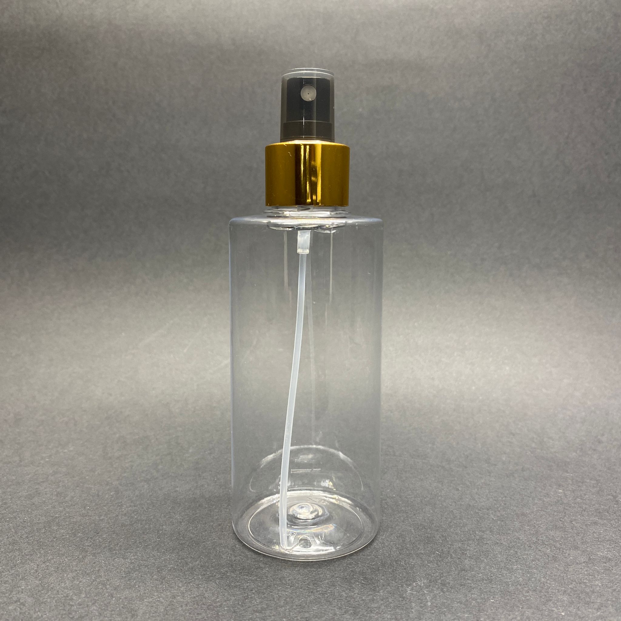 200 CC SİLİNDİR KESKİN KÜT MODEL SERT (25 GR) PET ŞİŞE - GOLD METALİK SPREYLİ - AĞIZ ÇAPI 24 MM - ŞEFFAF