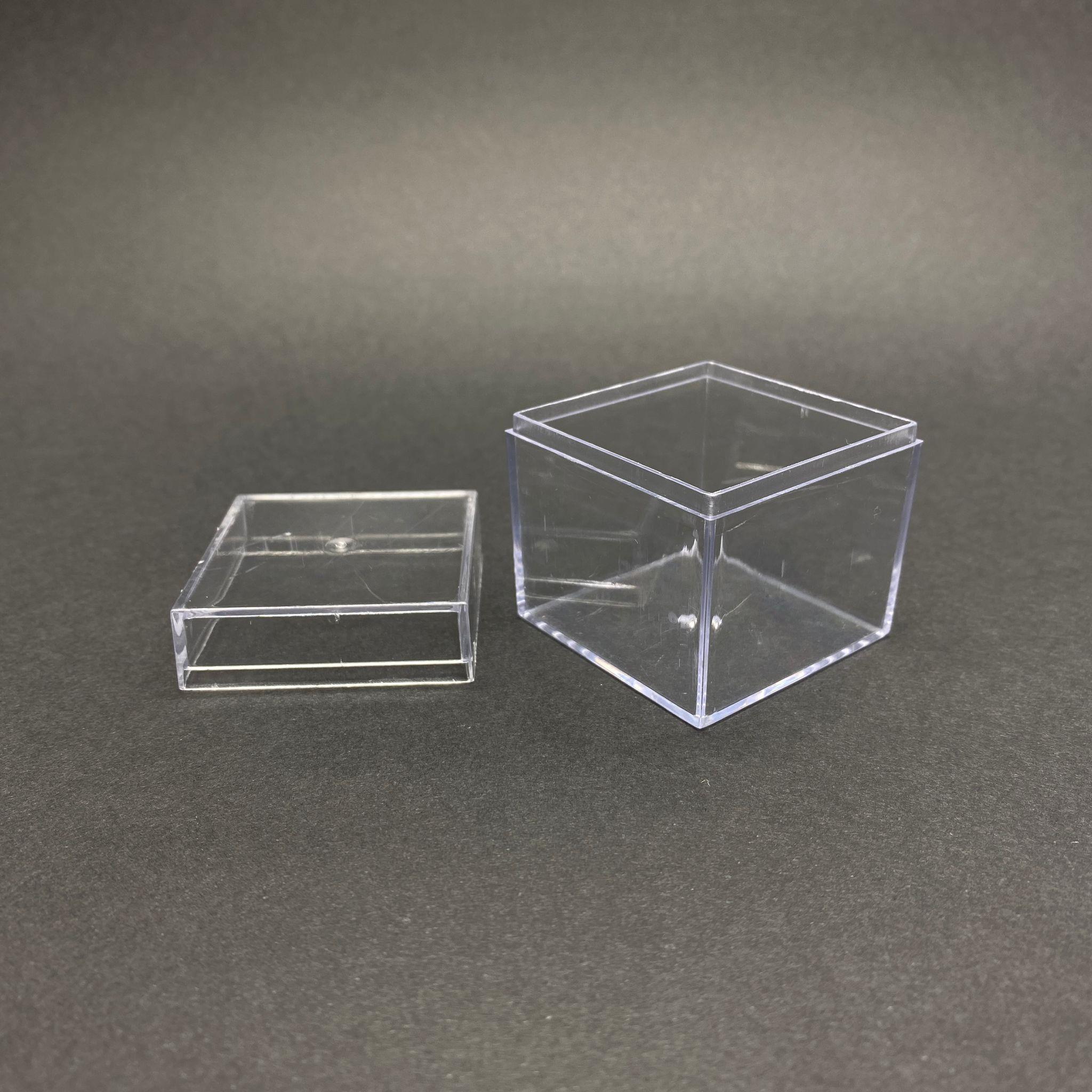 MİKA KUTU 4,5X4,5 CM (50 cc) - KARE KAPAKLI PLEKSİ KUTU - KRİSTAL KUTU - 25Lİ PAKET