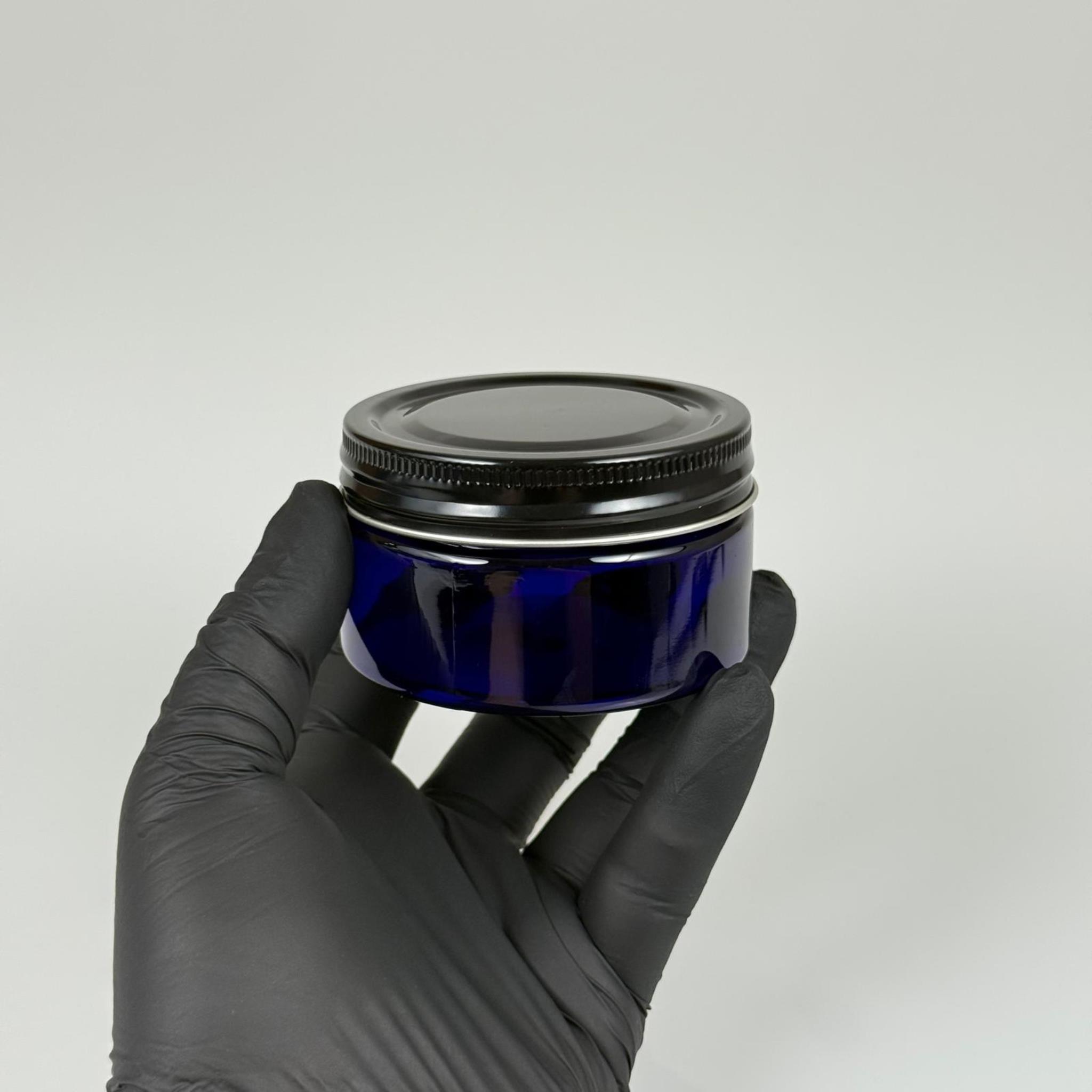 100 ML SERT PET KAVANOZ + SİYAH METAL KAPAK + İÇ TIPA - 100 CC KALIN MAVİ PLASTİK KAVANOZ SİYAH METAL KAPAKLI İÇ TIPALI TAKIM - KREM KAVANOZLARI