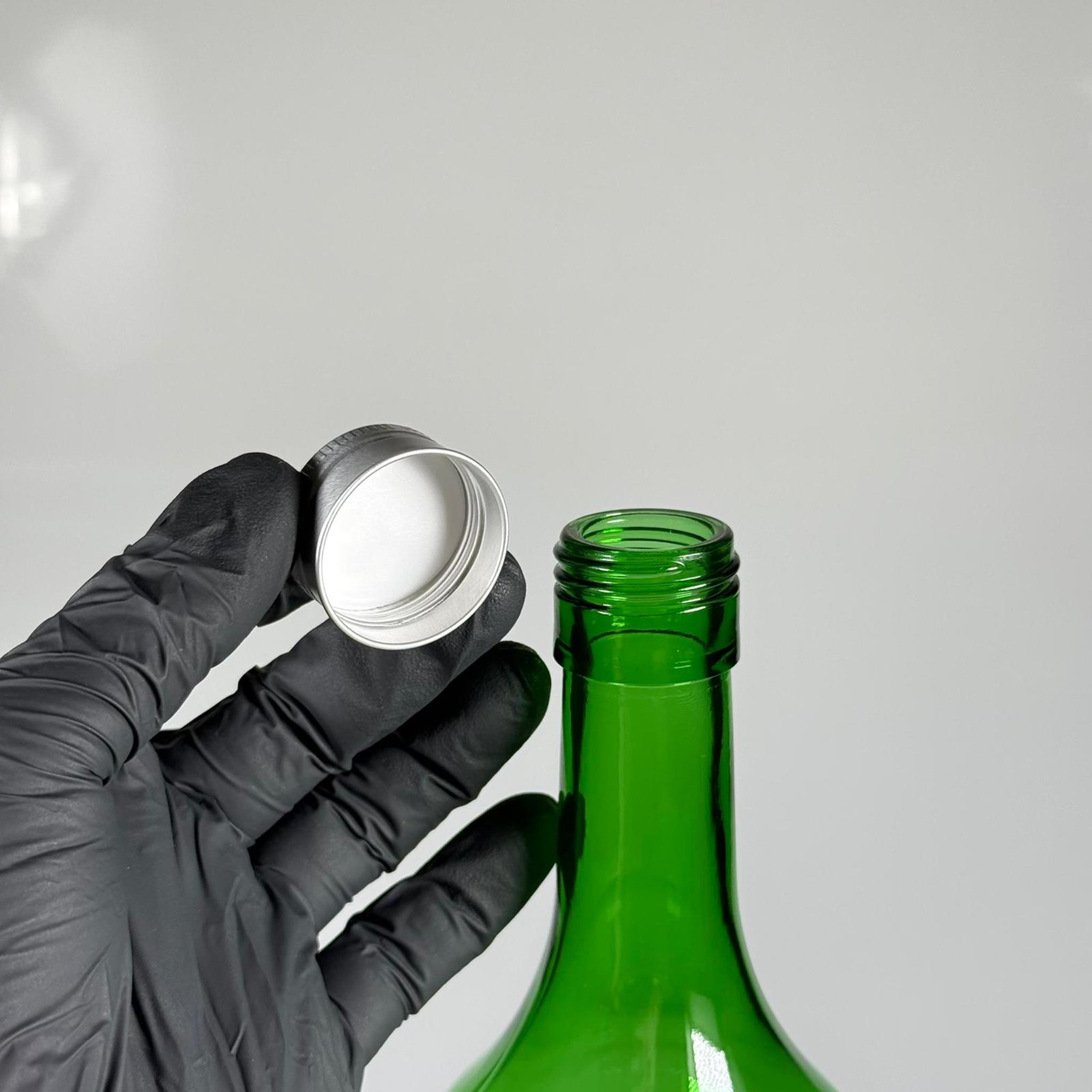 1500 CC YEŞİL CAM ŞİŞE - GÜMÜŞ METAL ALÜMİNYUM KAPAKLI - 1500 ML YAĞ ŞİŞESİ - SİRKE ŞİŞESİ - 1,5 LİTRE CAM ŞİŞE