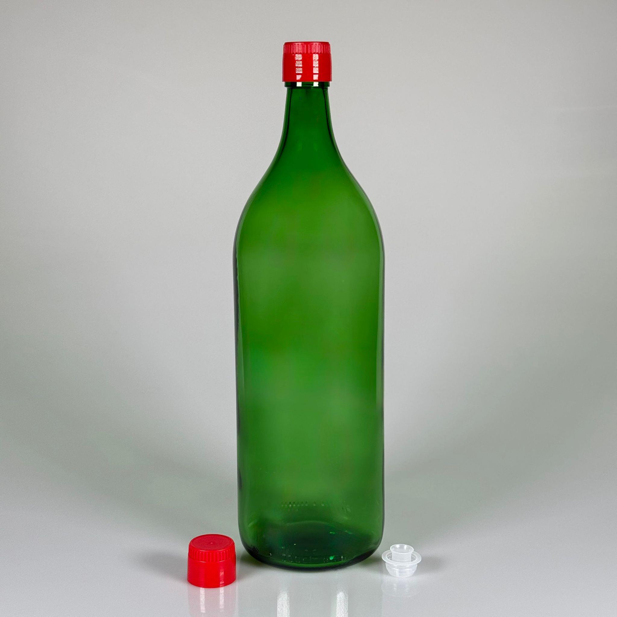 2000 CC CAM ŞİŞE YEŞİL - KIRMIZI AKITICILI DROP STOP KAPAKLI - 2 LİTRE CAM ŞİŞE - 2 LT CAM ŞİŞE
