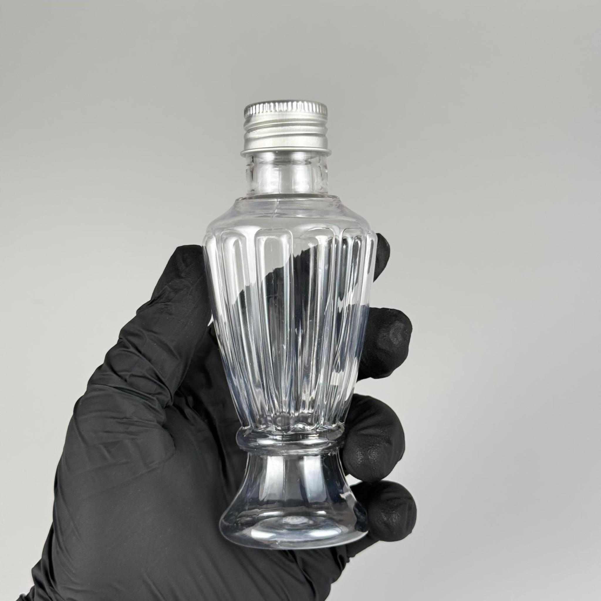 100 CC CAMPET VAZO HÜRREM ŞİŞE (24 AĞIZ) + KÖPÜK CONTALI GÜMÜŞ METAL ALÜMİNYUM KAPAKLI TAKIM - 100 ML KAPAKLI PLASTİK ŞİŞELER