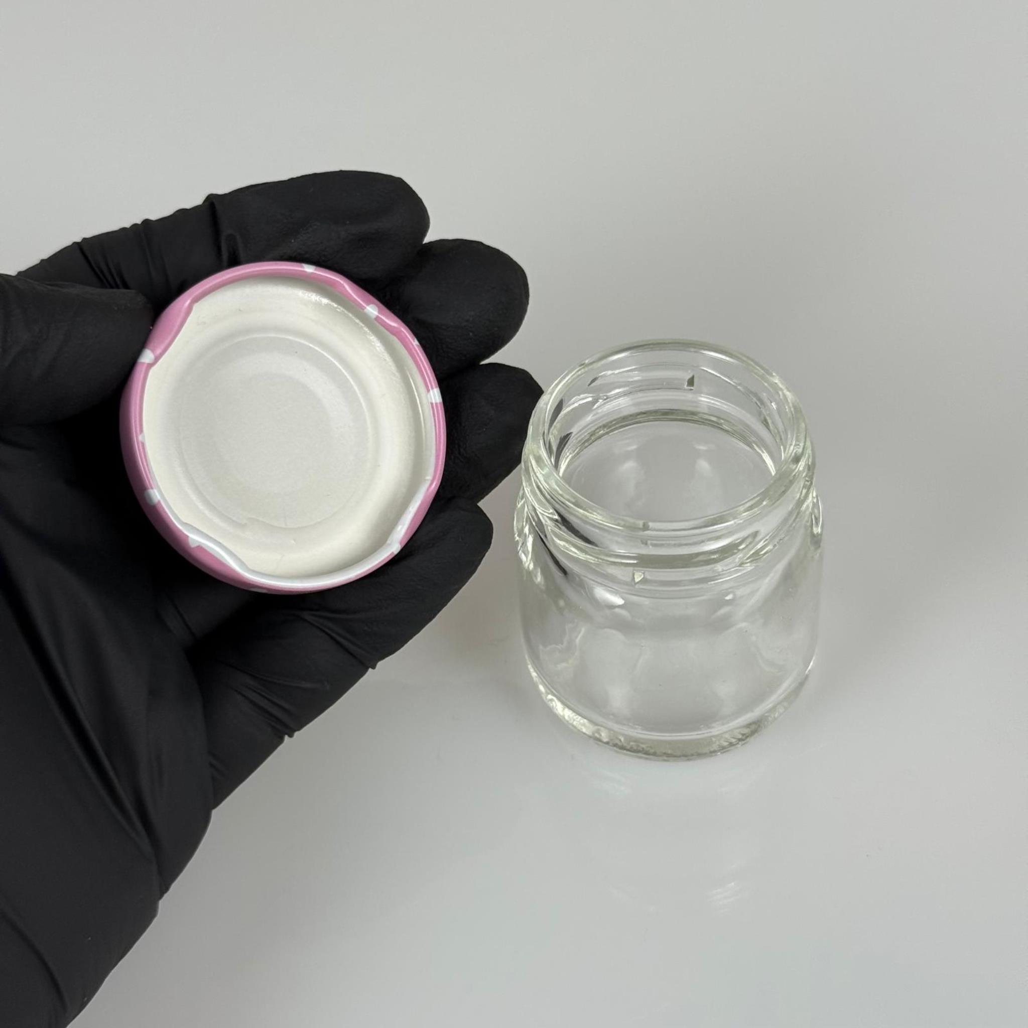 40 CC CAM KAVANOZ - PEMBE METAL KAPAKLI - 40 ML CAM KAVANOZ