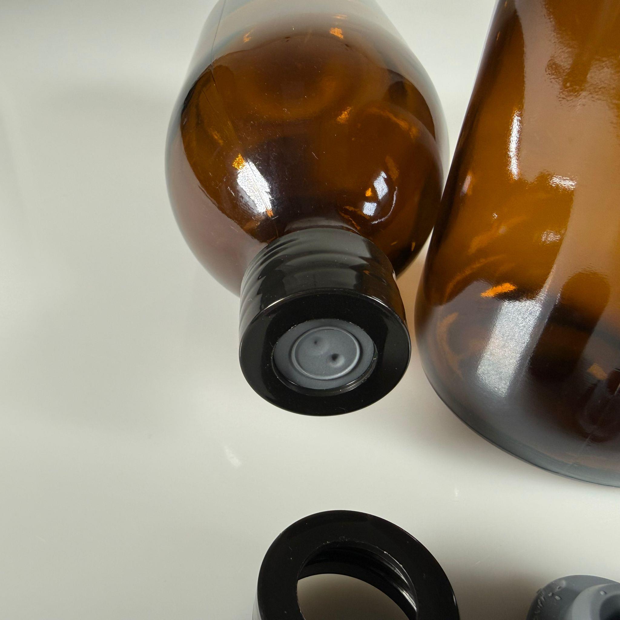 FLAKON ENJEKTÖR SERUM ŞİŞESİ - 500 ML ECZA CAM ŞİŞE + VİDALI DELİKLİ KAPAK (ELLE ÇEVİREREK KAPANIR) + KAUÇUK BUTİL TIPA TAKIM