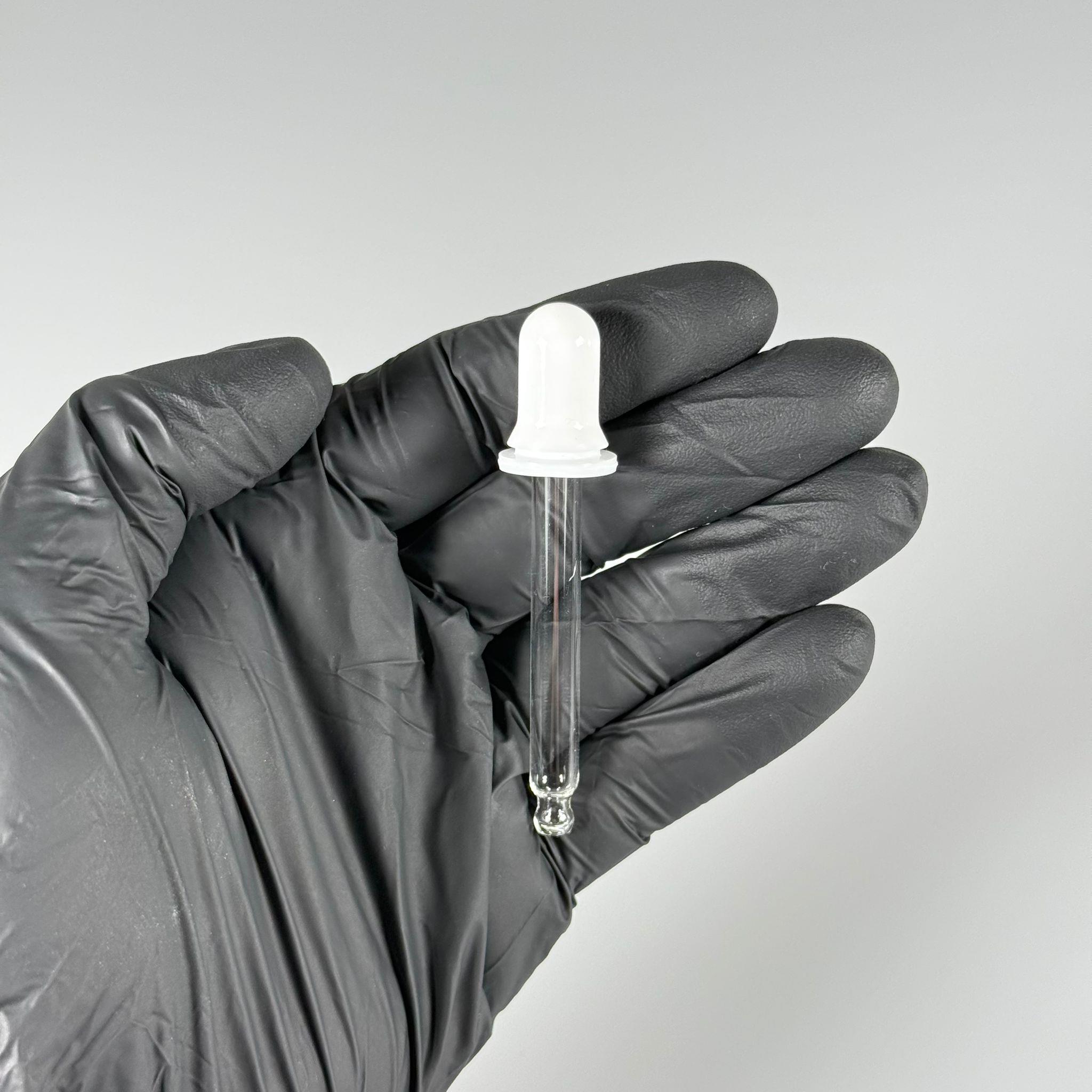 CAM DAMLATMA PİPETİ - DAMLATMA ÇUBUĞU - DAMLALIKLI ÇUBUK - 5,9 CM CAM - PARFÜM, ESANS, KİMYASAL, GIDA, LABORATUVAR VB İÇİN ÇOK AMAÇLI SİLİKON PUARLI CAM DAMLALIK