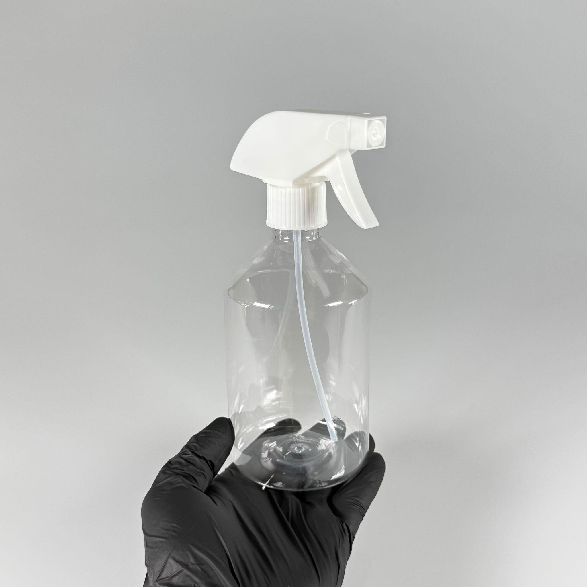 500 CC KÜT BOYUNLU ŞEFFAF PET ŞİŞE  - BEYAZ TETİK TRİGER SPREYLİ - 500 ML KALIN (30 GR) PET ŞİŞE - BOŞ FISFIS ODA KOKUSU, OTO TEMİZLİK VB İÇİN PET ŞİŞE