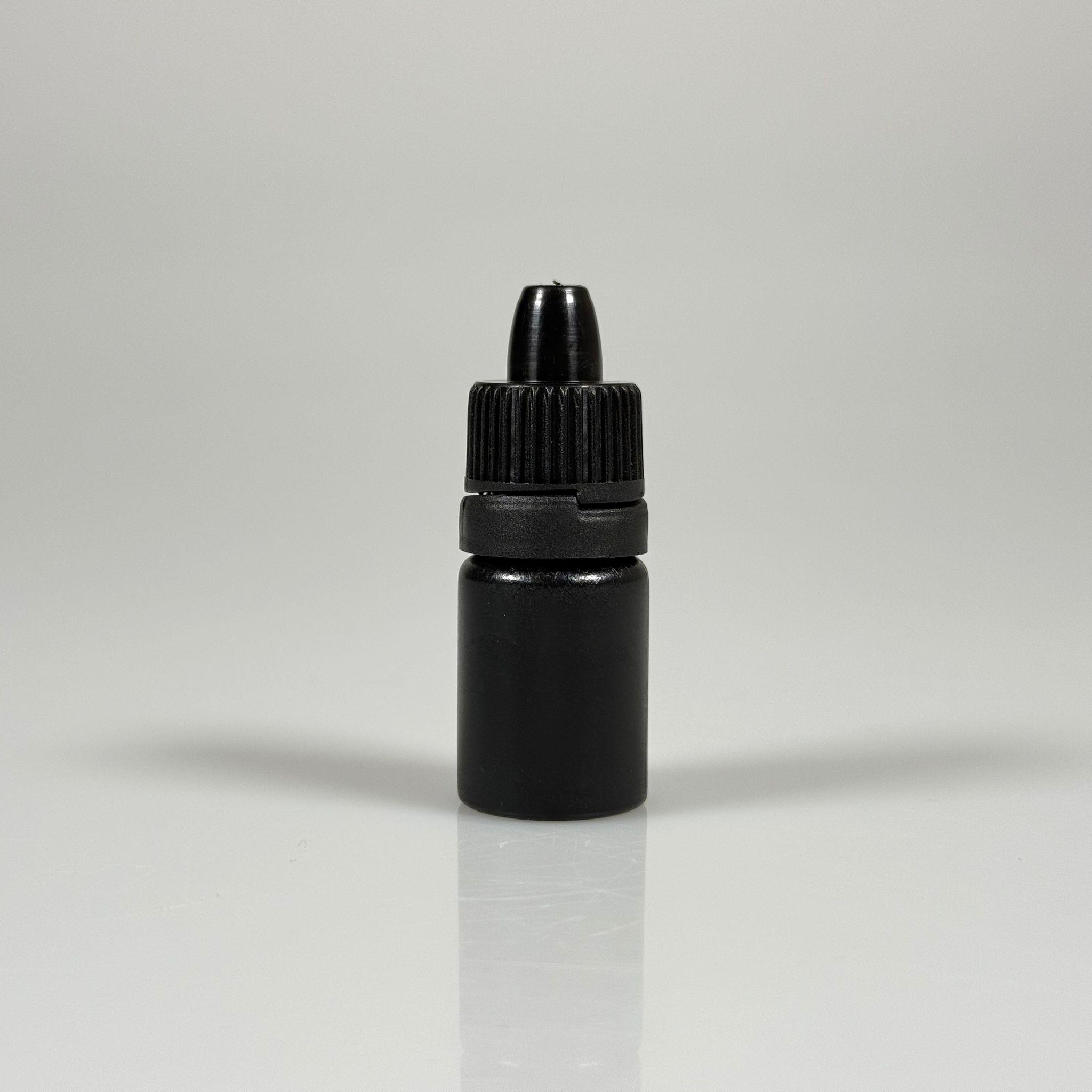 5 CC GÖZ DAMLASI ŞİŞESİ MAT SİYAH- AKITICILI - KİLİTLİ SİYAH KAPAKLI - 5 ML DAMLALIKLI PLASTİK ŞİŞE - KOZMETİK AMBALAJ - DAMLALIKLI BOŞ ŞİŞE