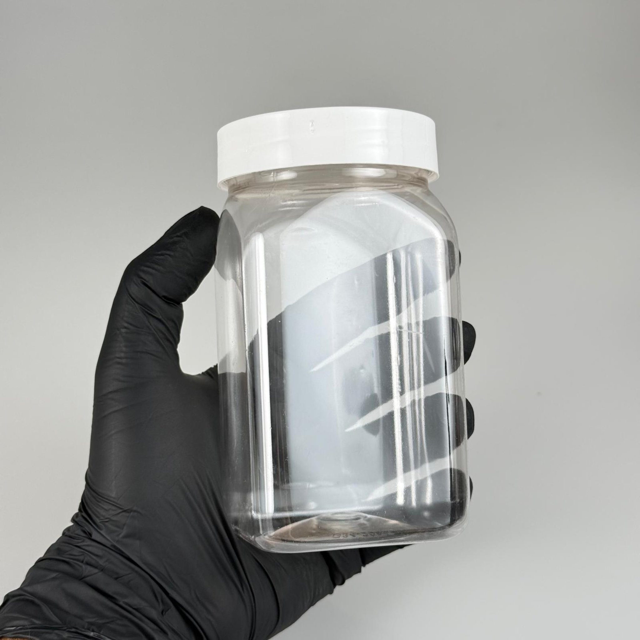 370 CC KARE PET KAVANOZ - BEYAZ KAPAKLI - İÇ TIPALI - 370 ML PLASTİK KREM KAVANOZU