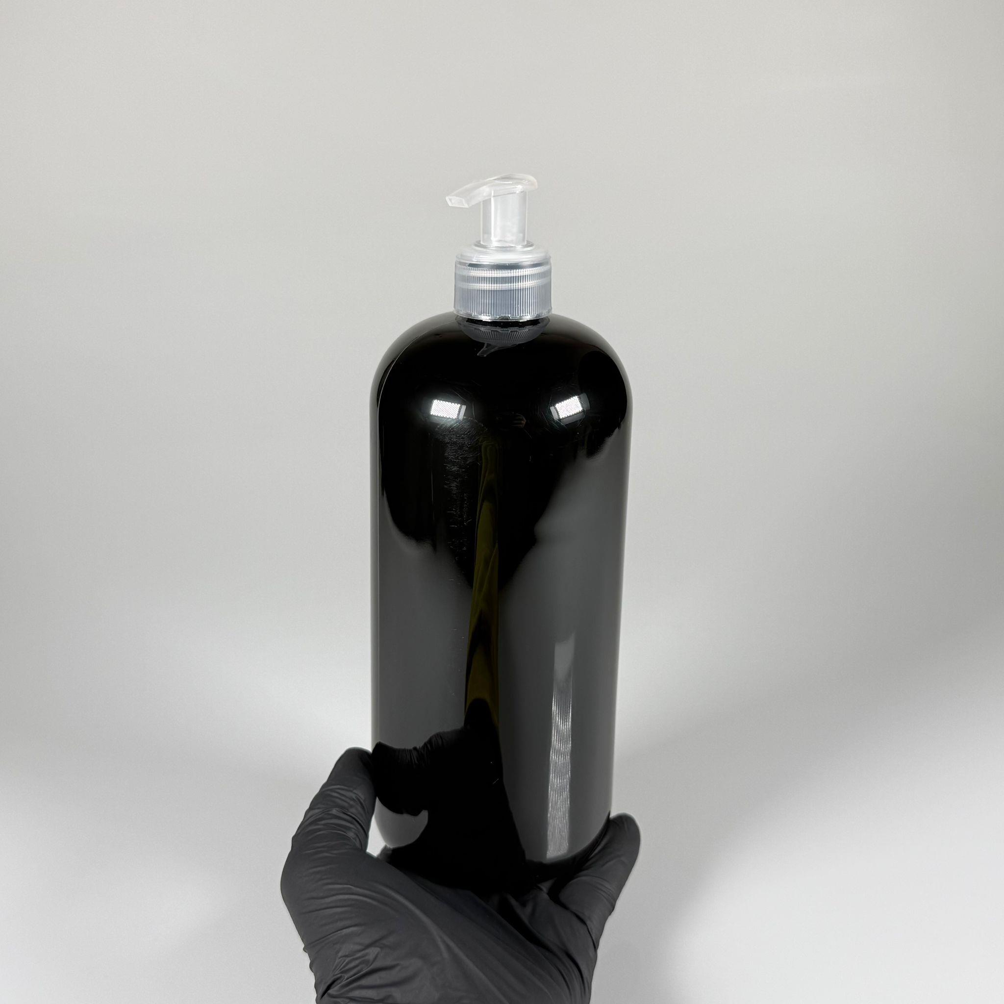 1000 CC SİLİNDİR SİYAH PET ŞİŞE - ŞEFFAF SIVI SABUN POMPALI  - 1000 ML PLASTİK ŞİŞE