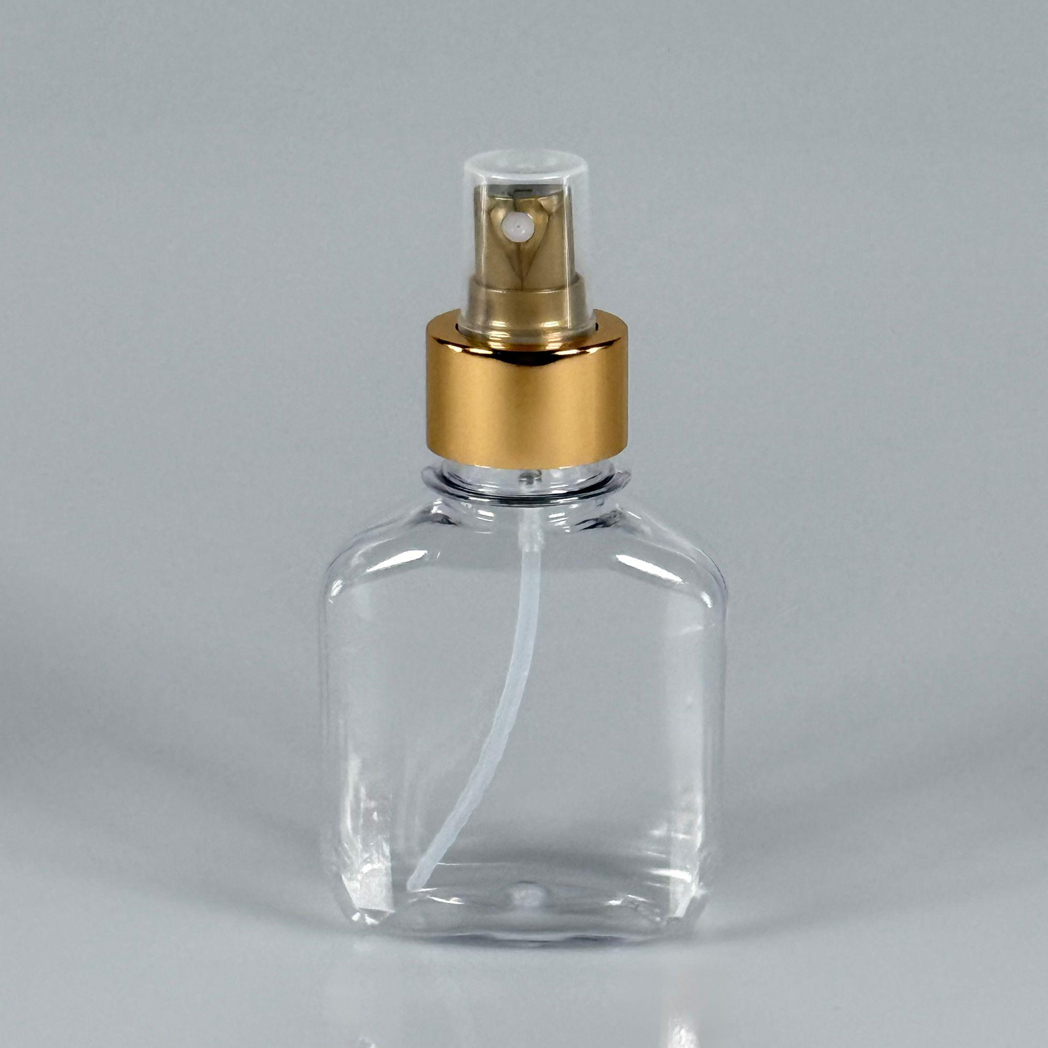 100 CC YASSI ŞEFFAF GOLD SPREYLİ PET ŞİŞE - 100 ML LÜKS SPREY ŞİŞE